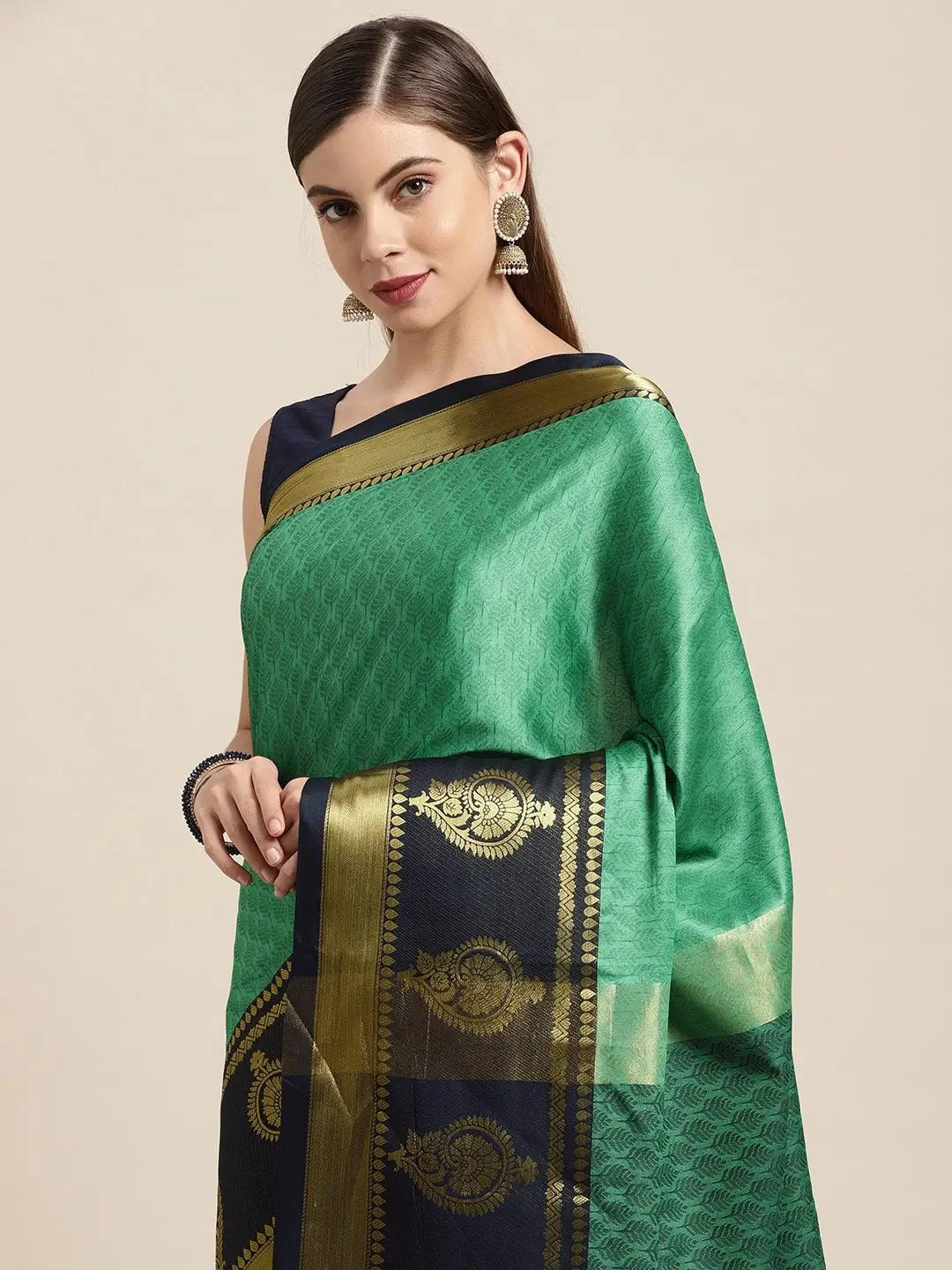 Uppada Cotton Silk Saree With Self Butti