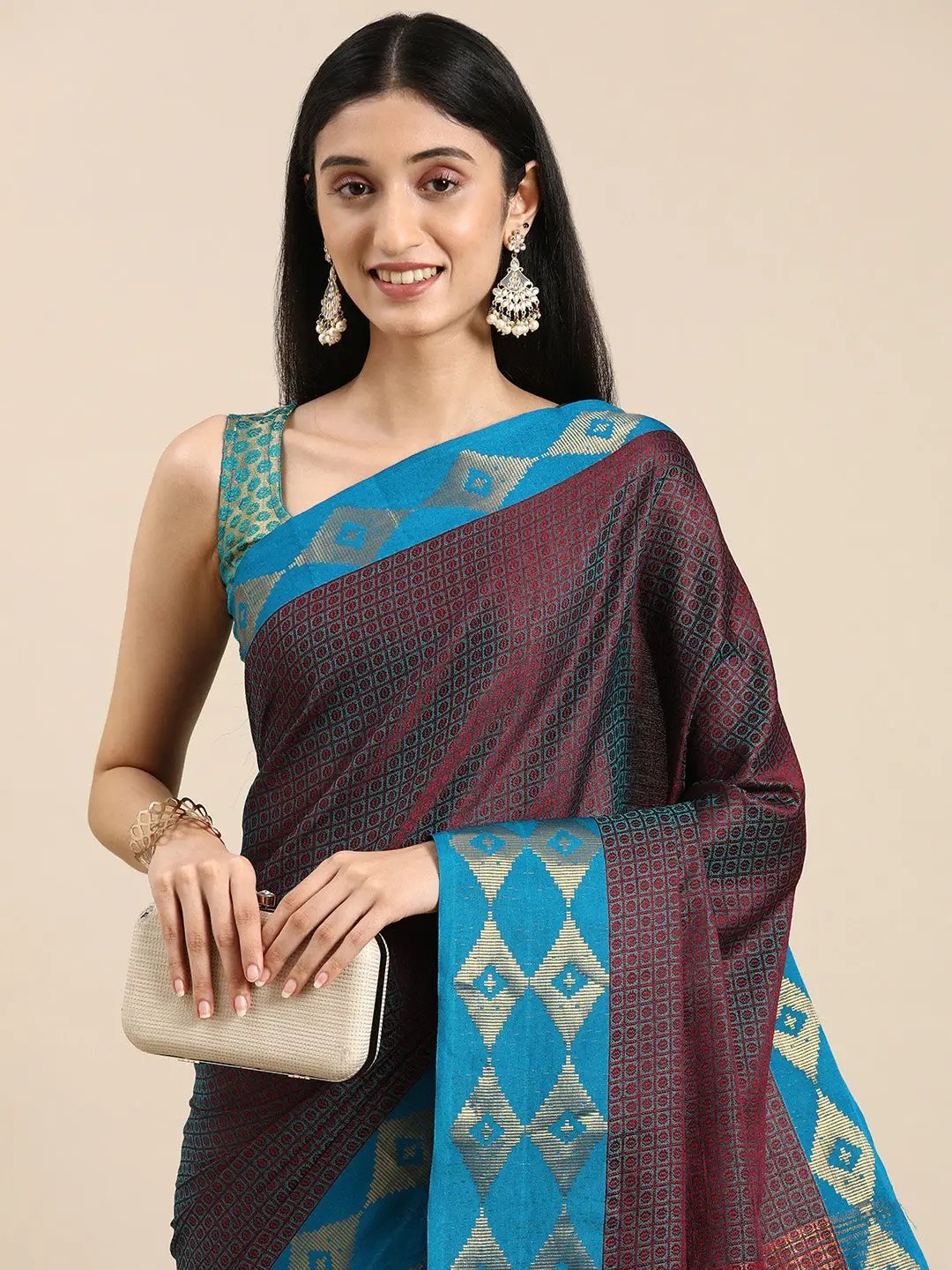 Uppada Cotton Silk Saree With Self Butti Design