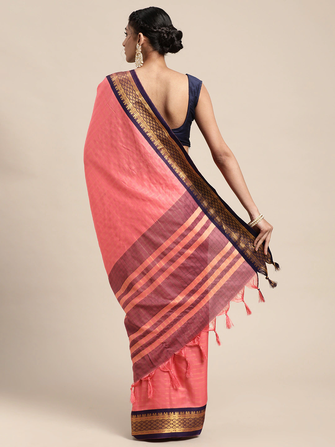 Uppada Cotton Silk Saree With Self Butti