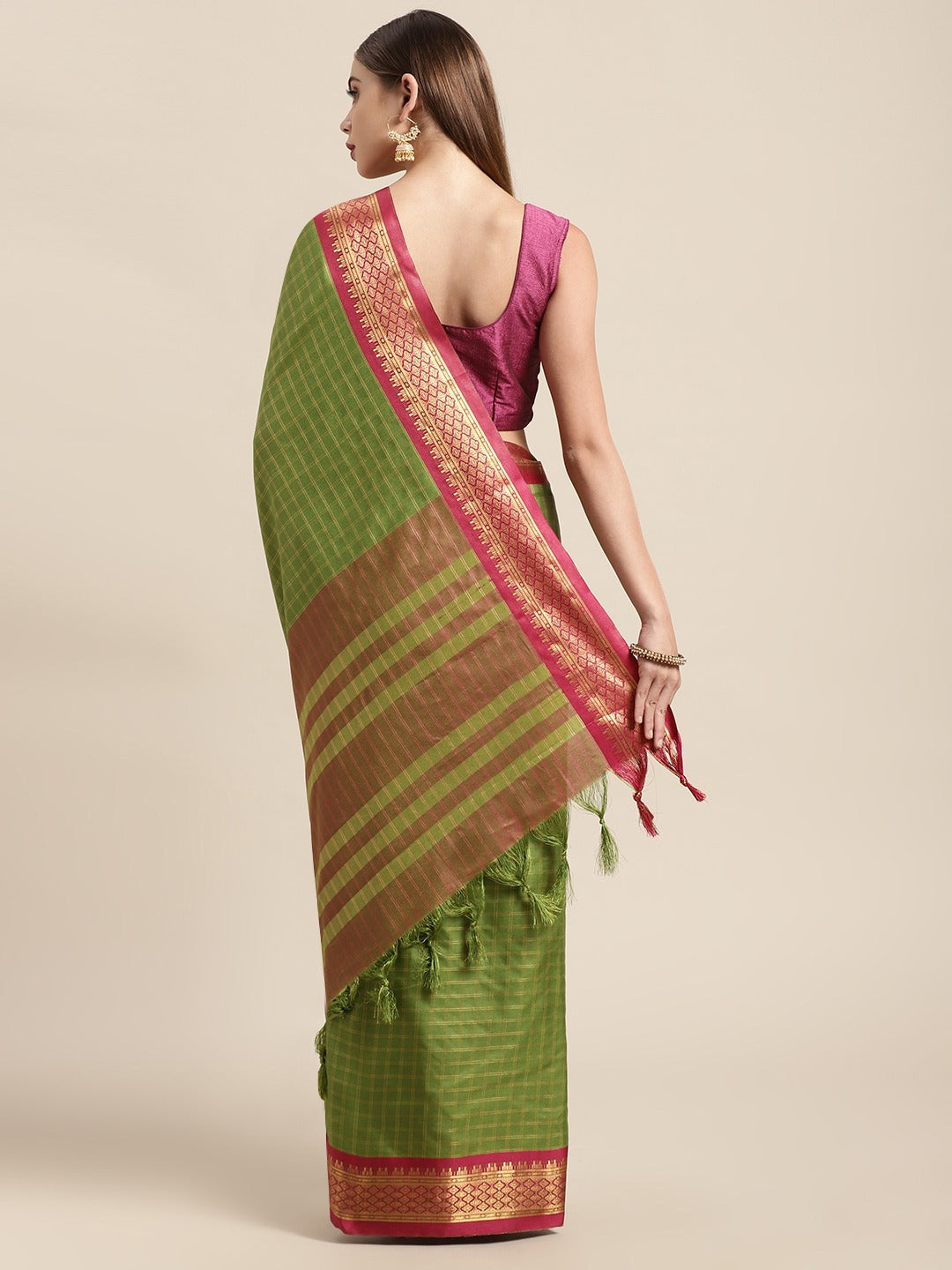 Uppada Cotton Silk Saree With Self Butti