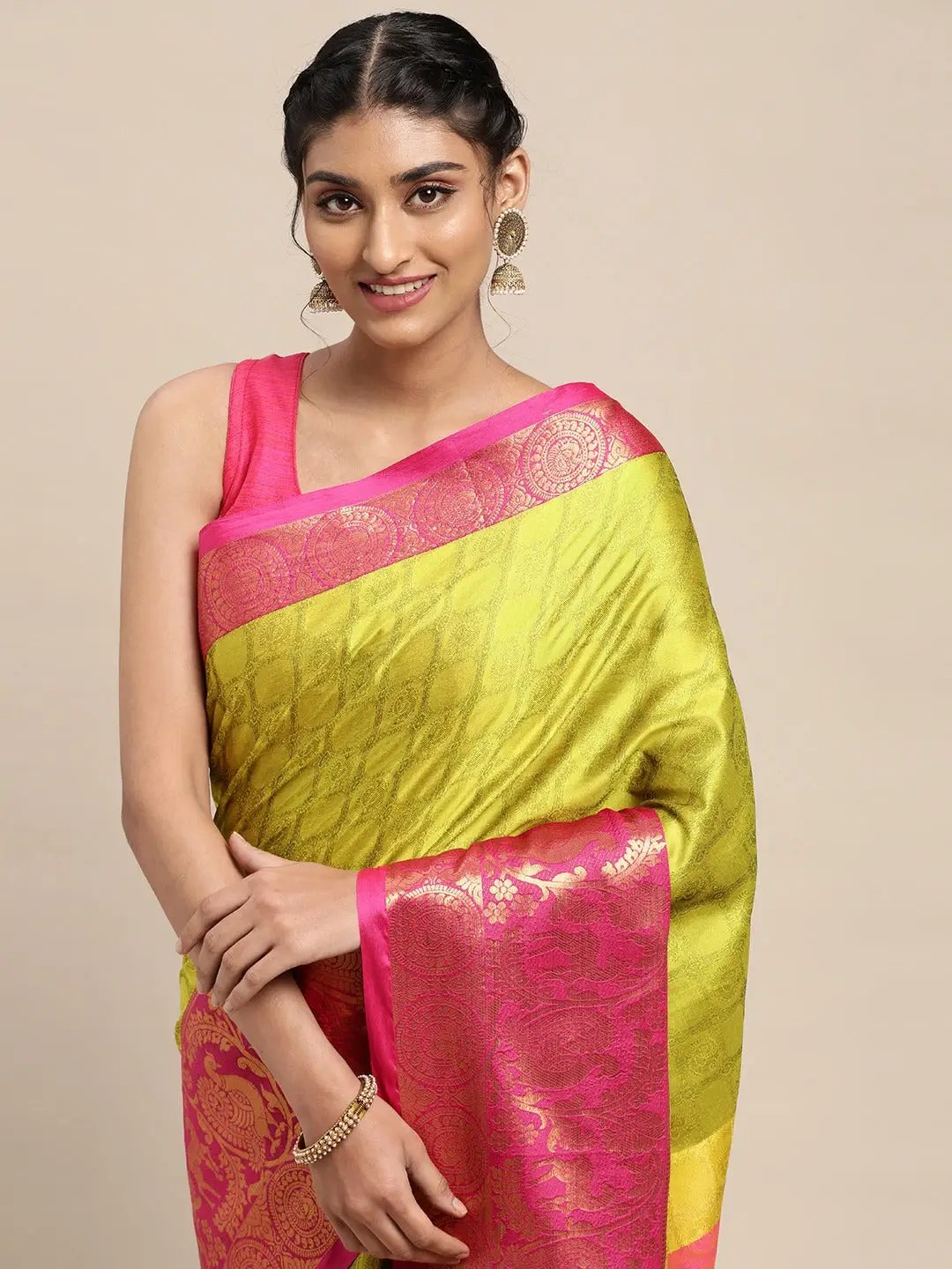 Uppada Cotton Silk Saree With Self Butti