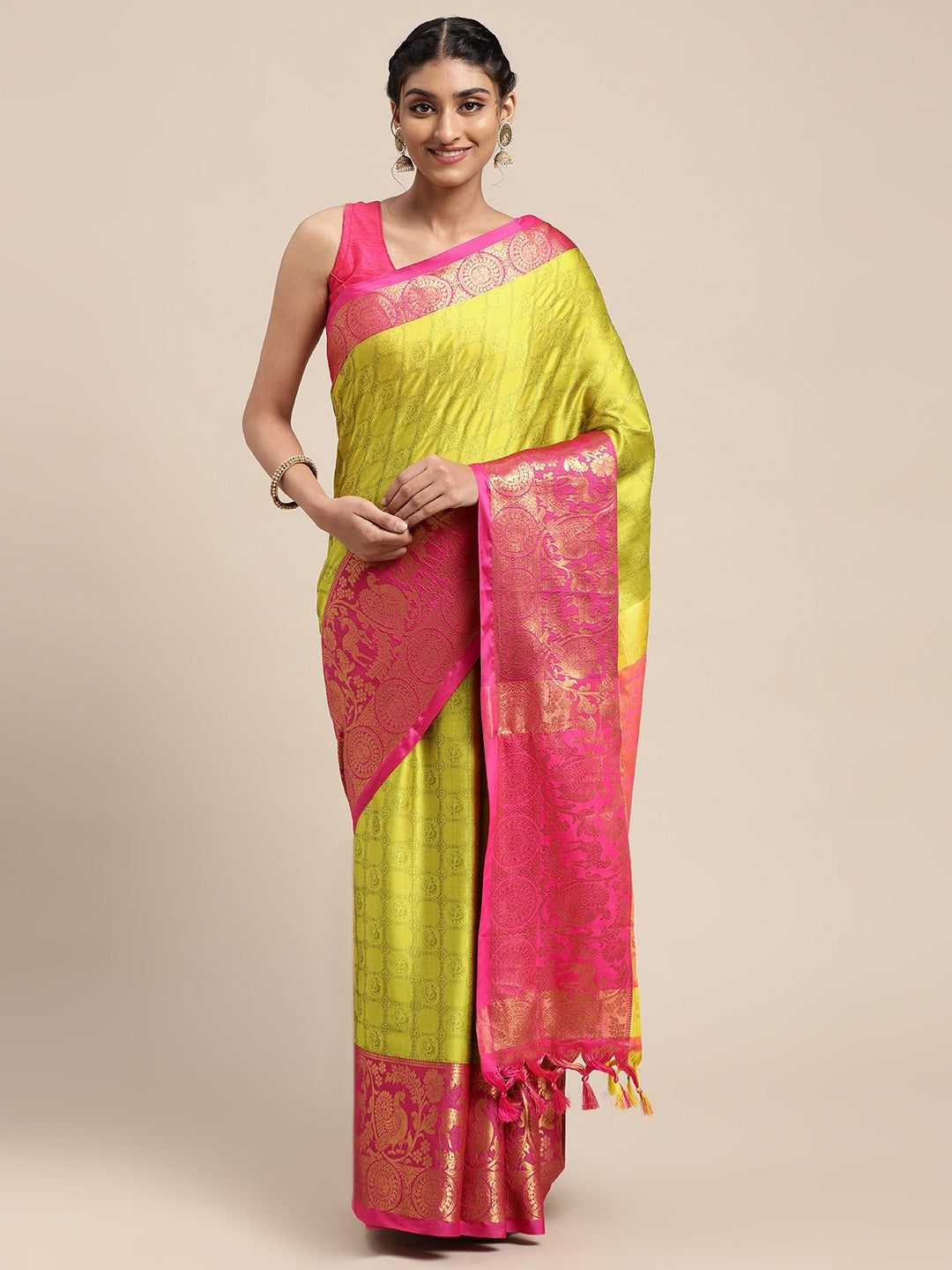 Uppada Cotton Silk Saree With Self Butti