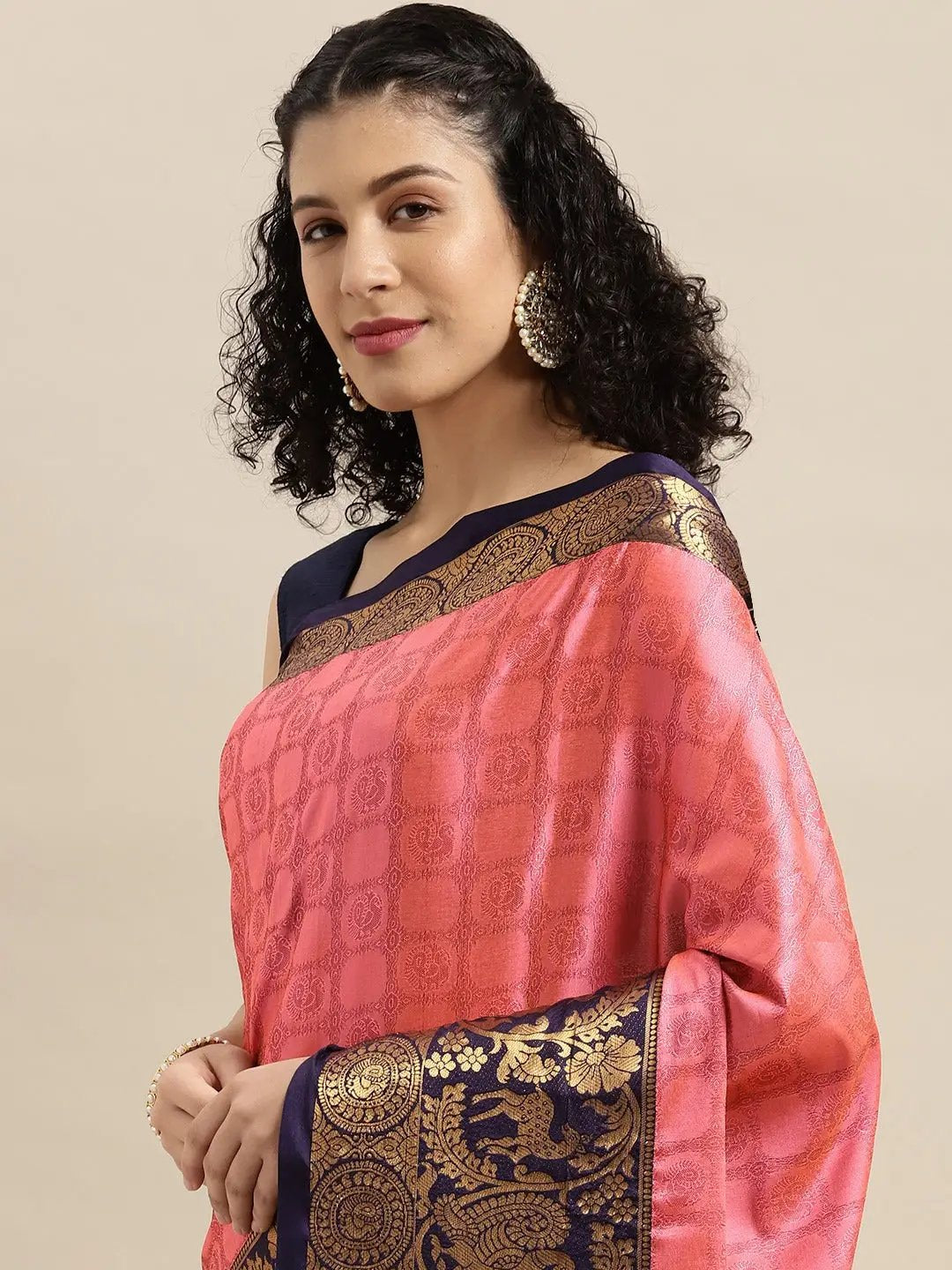 Uppada Cotton Silk Saree With Self Butti