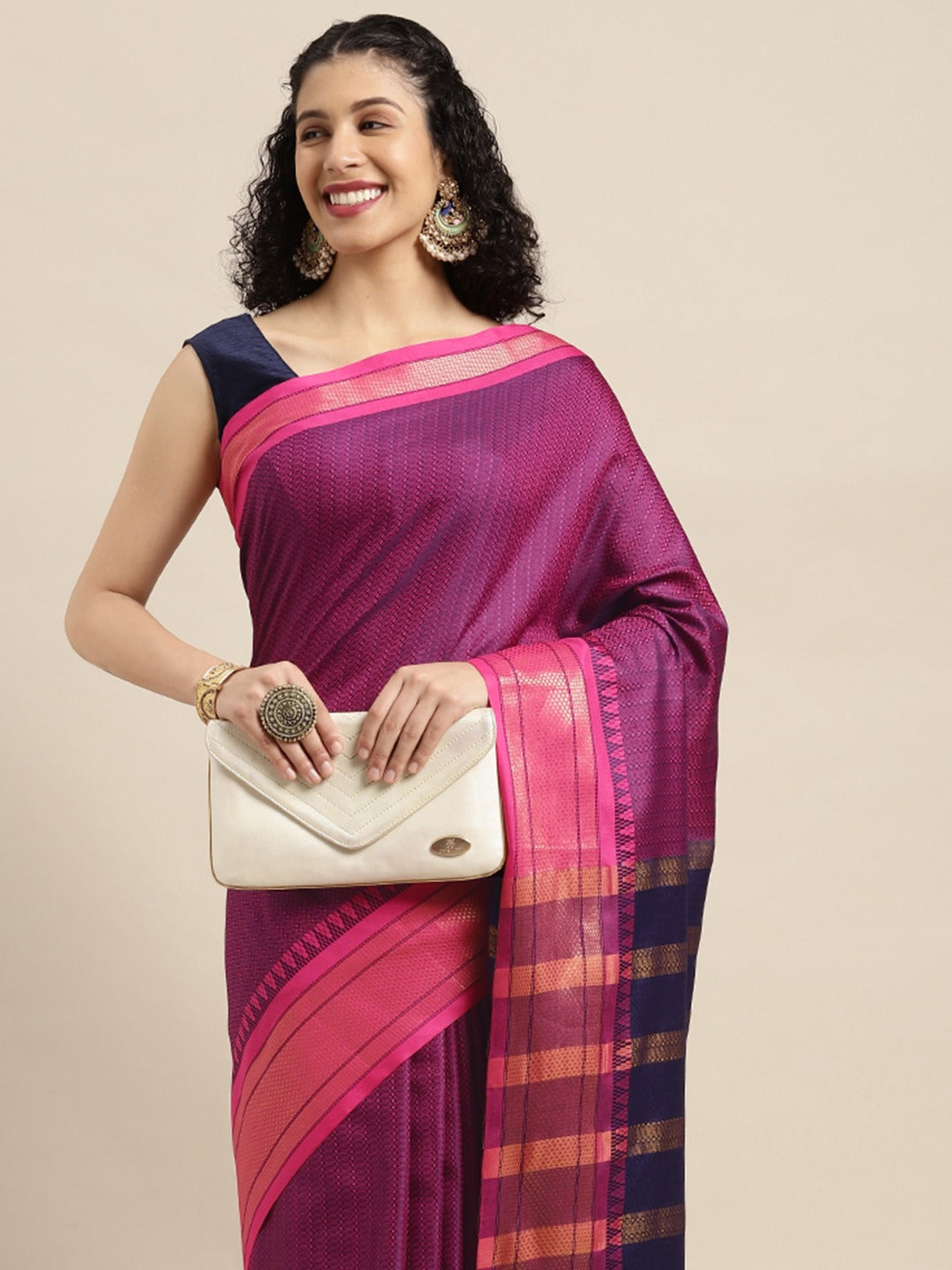 Uppada Cotton Silk Saree With Self Butti