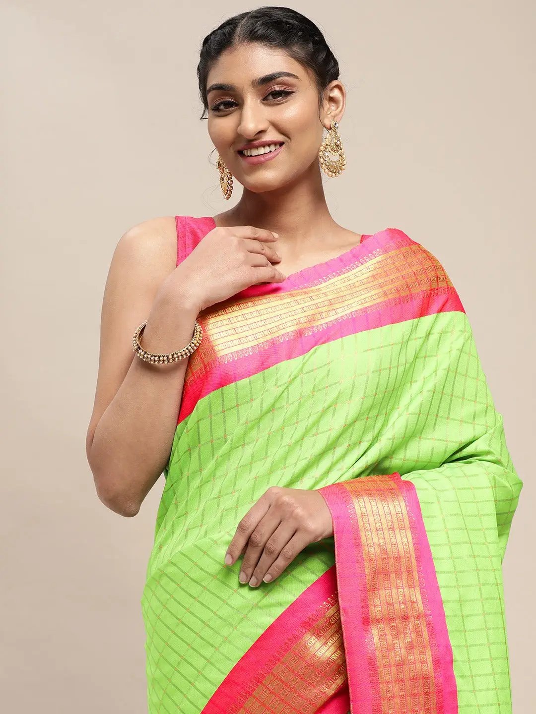 Uppada Cotton Silk Saree With Self Butti