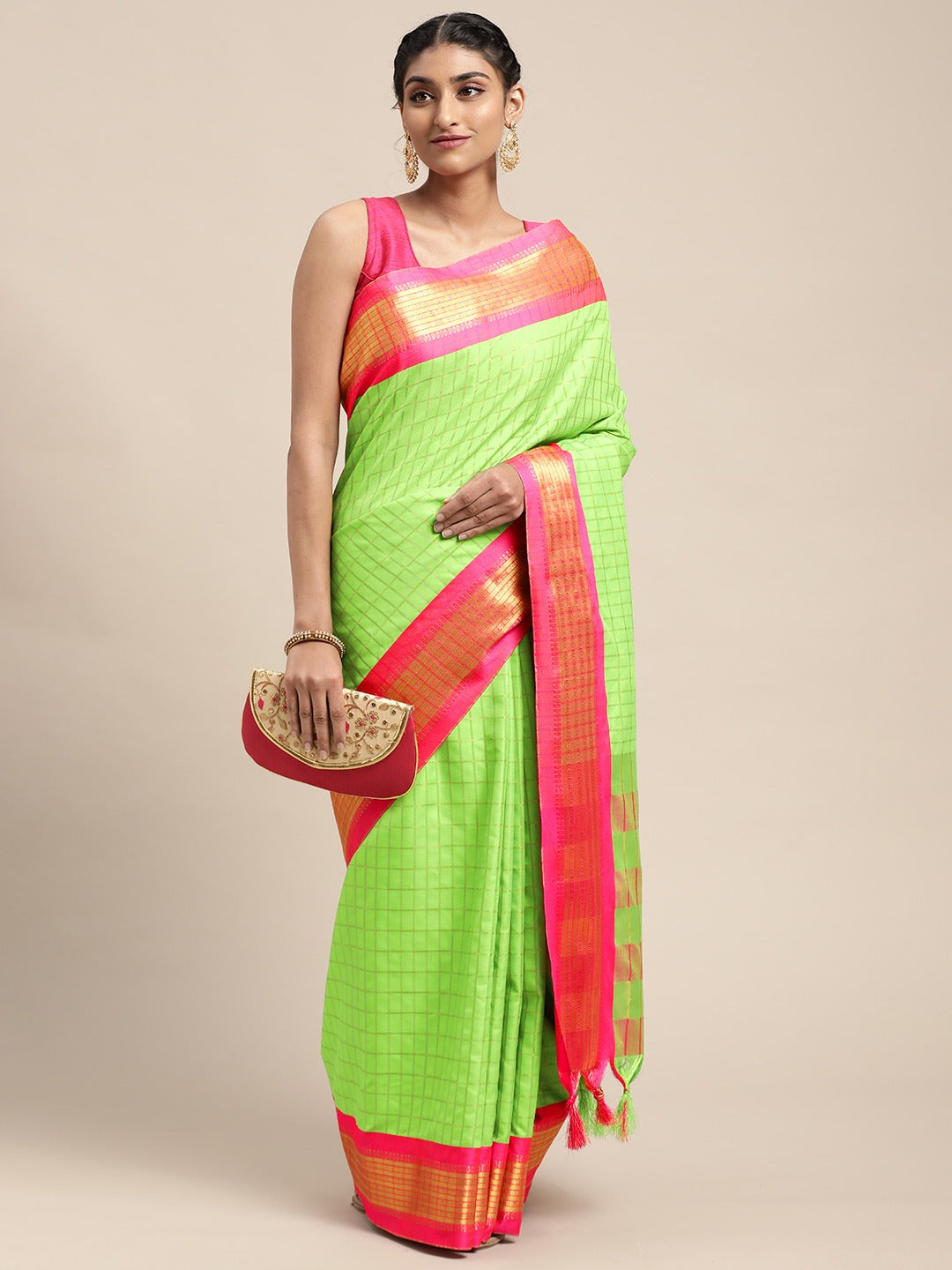 Uppada Cotton Silk Saree With Self Butti