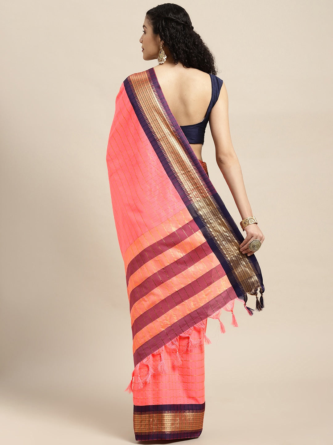 Uppada Cotton Silk Saree With Self Butti