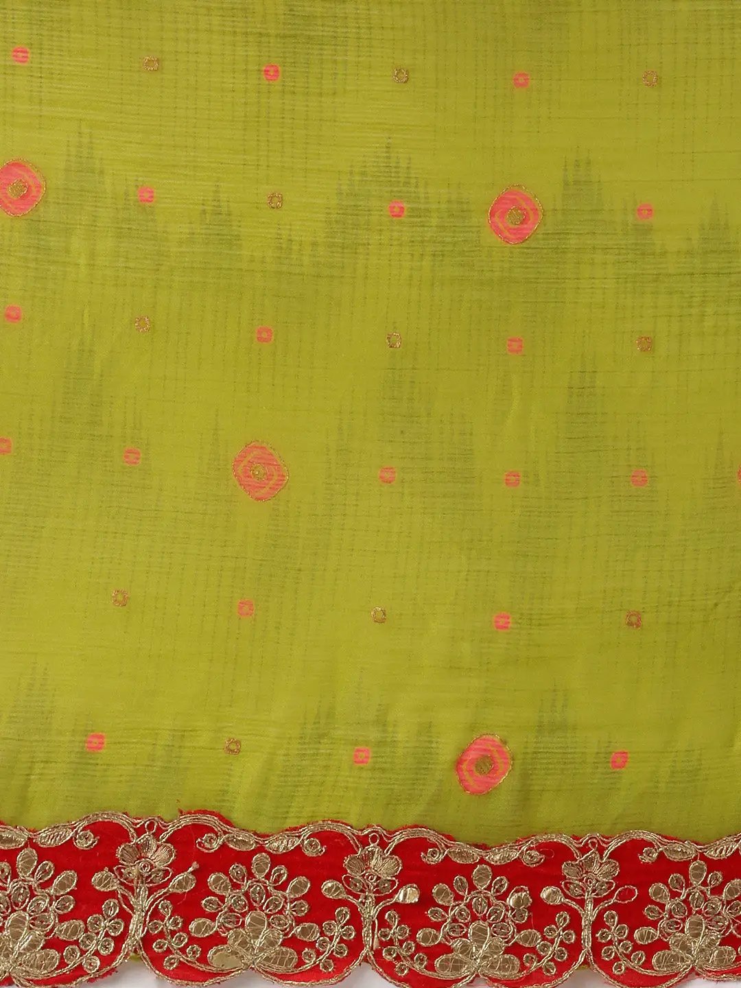 Chiffon Bandhani Saree With Foil Print Work 
