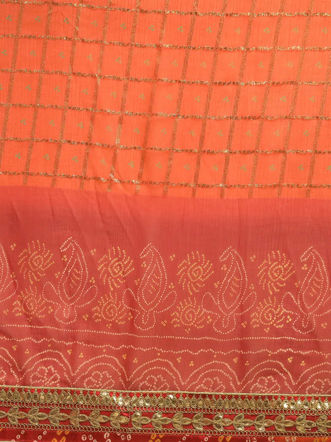 Chiffon Bandhej Print Saree with Gota Patti Work