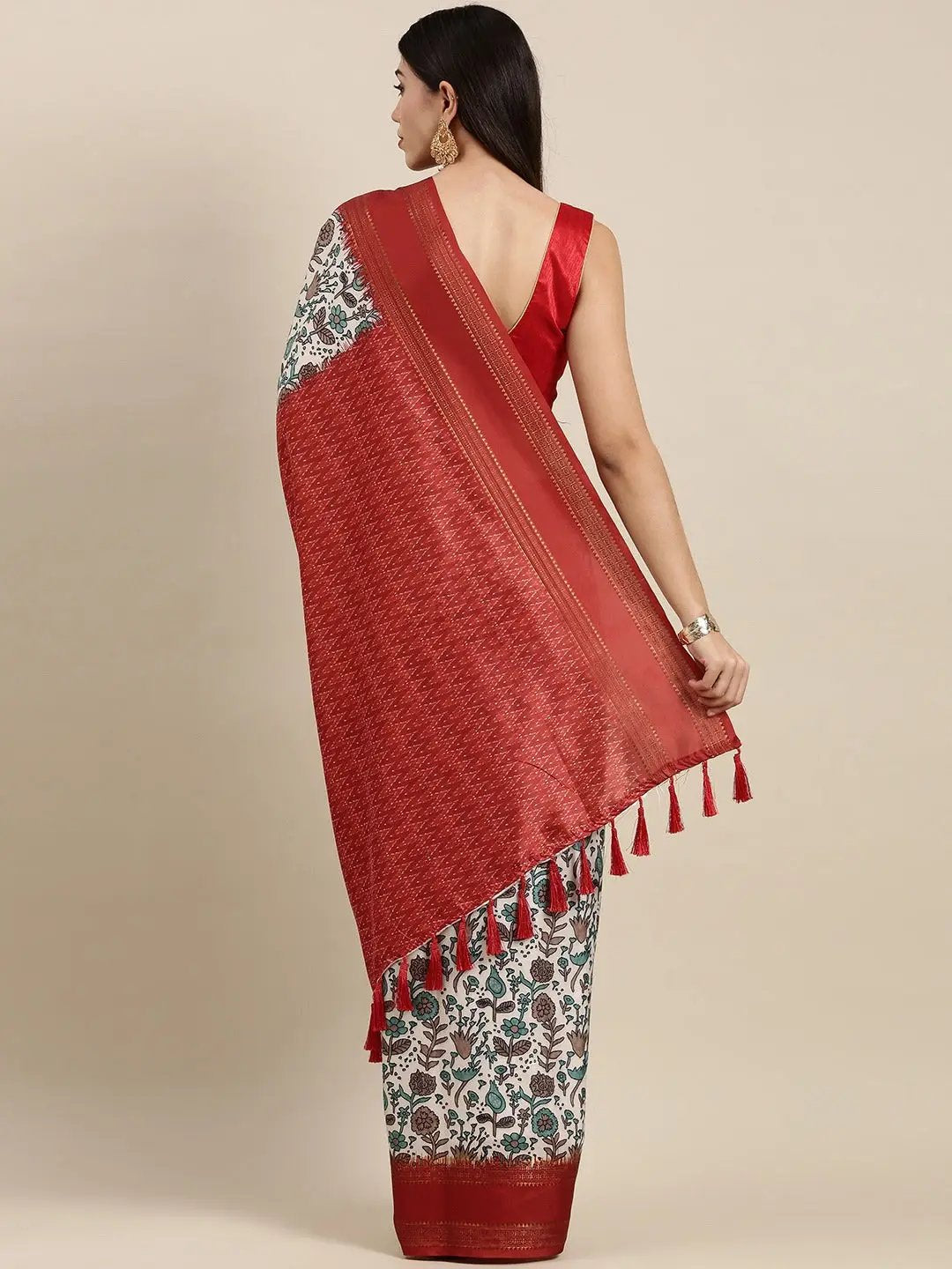 Soft Silk Kalamkari Saree With Digital Flower Print