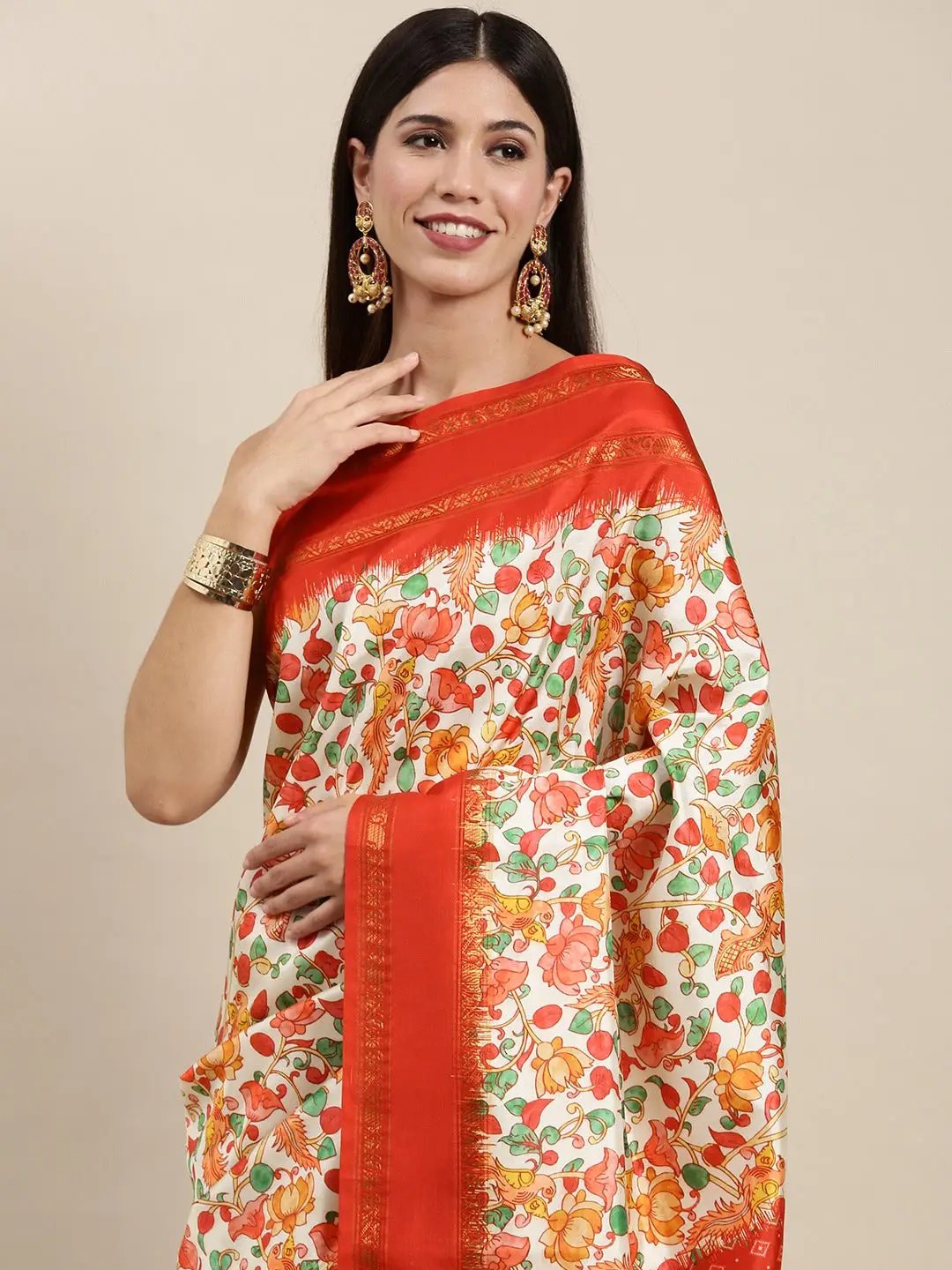 Lastest Flower Digital Print Soft Silk Saree