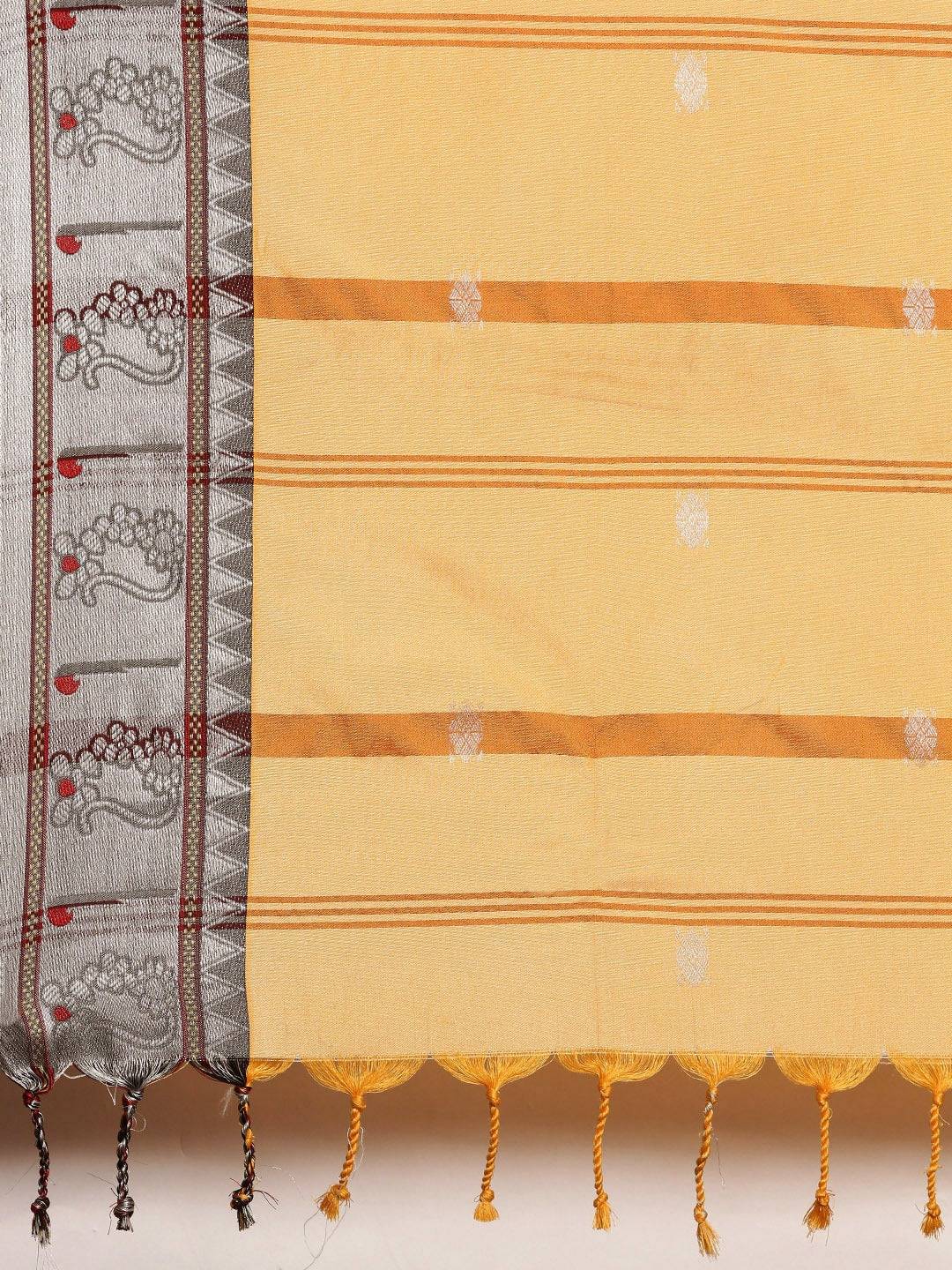 Beautiful Yellow Silk Cotton Paithani Saree