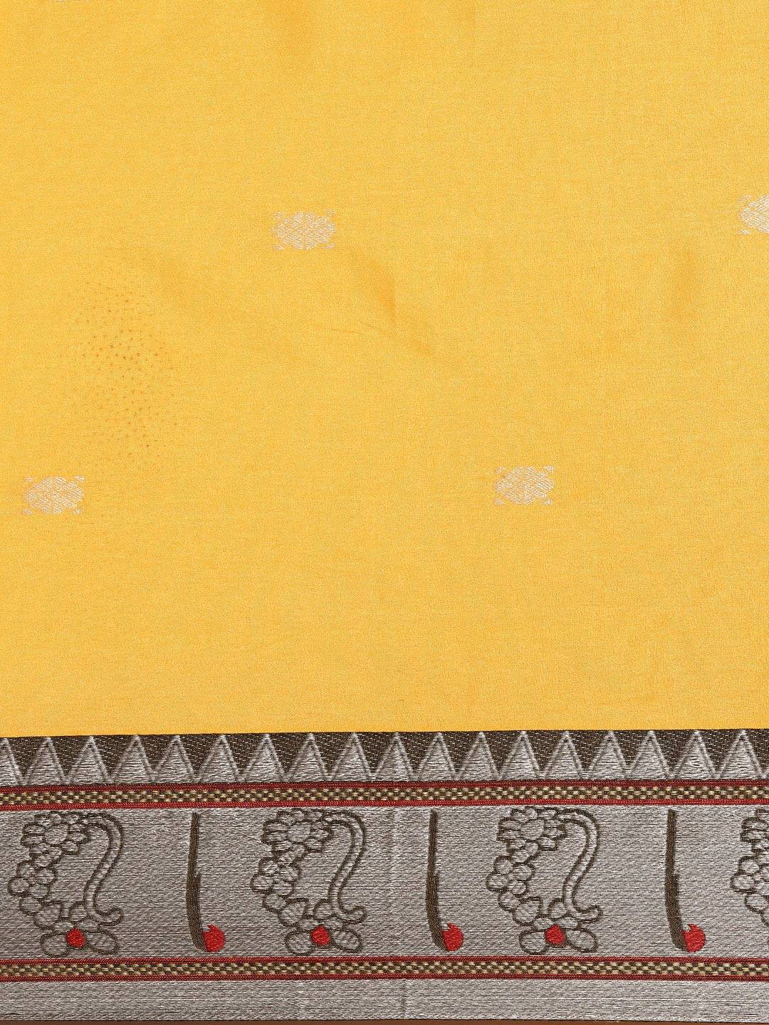 Beautiful Yellow Silk Cotton Paithani Saree