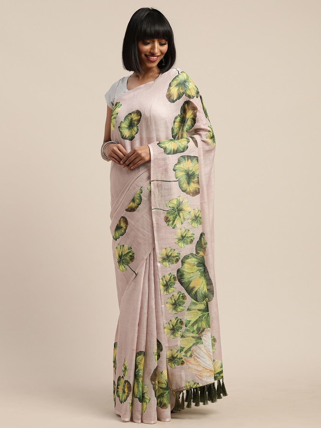 Beautiful Linen Floral Printed Saree