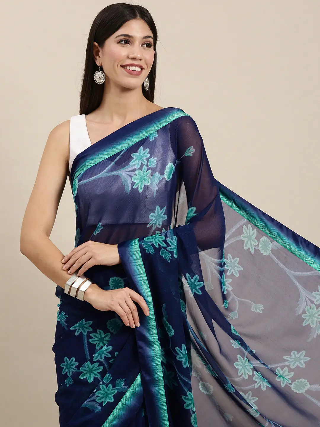 Soft Georgette Saree With Foli Print Work