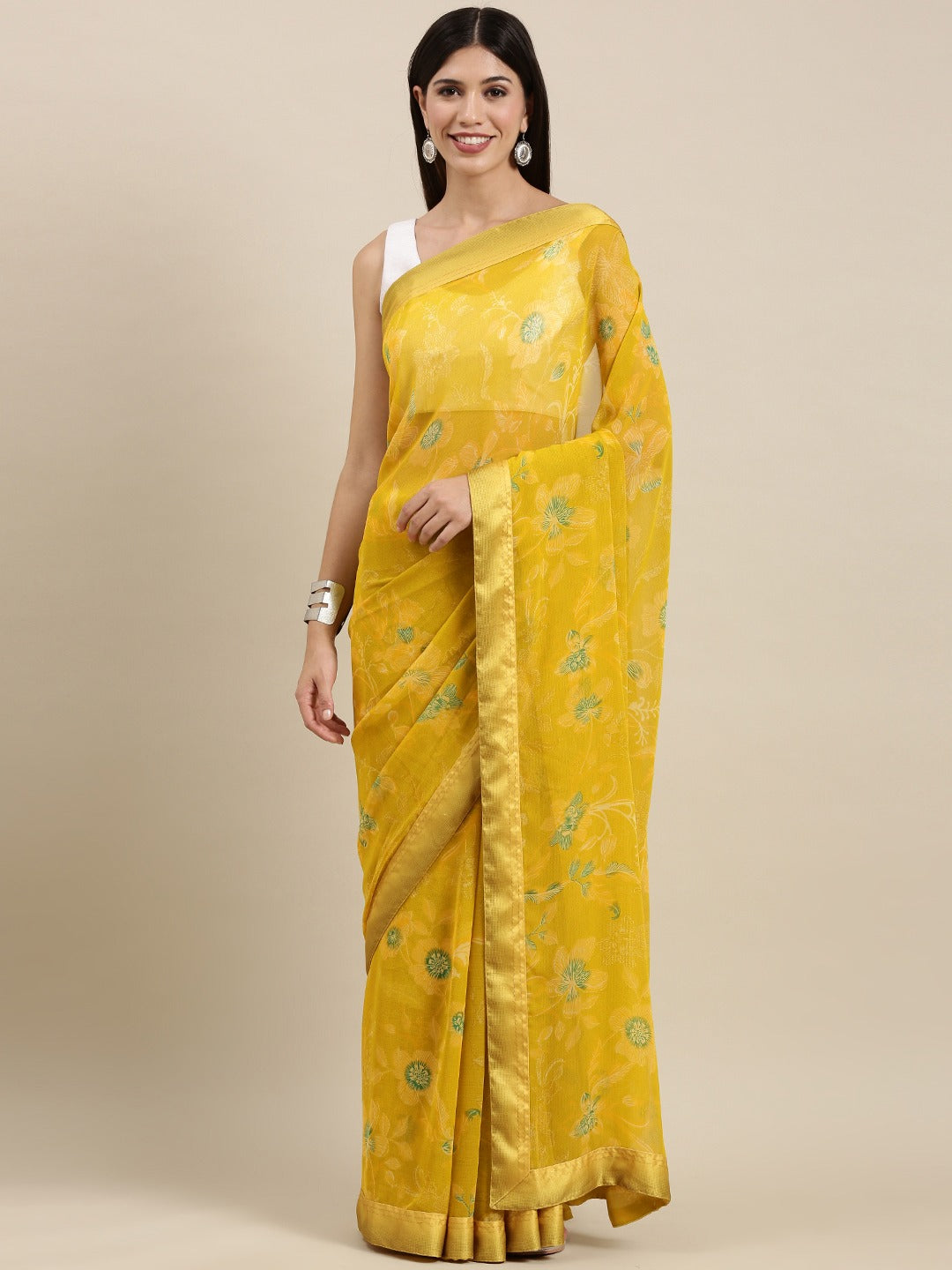 Soft Georgette Saree With Foli Print Work