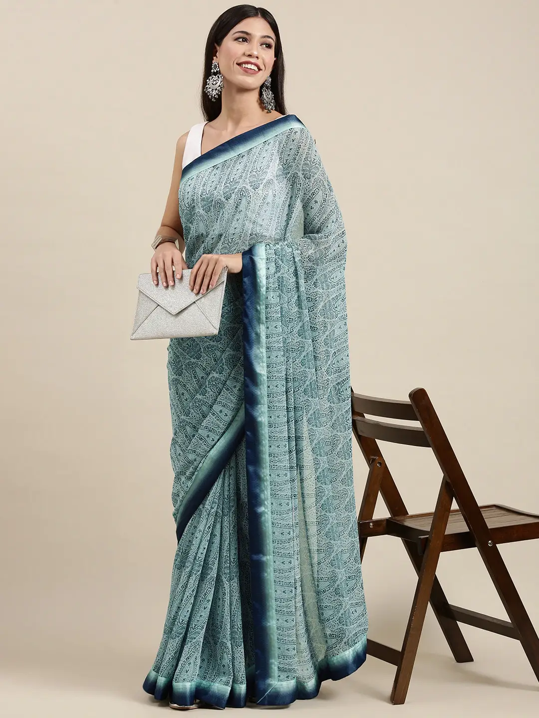 Soft Georgette Saree With Foli Print Work