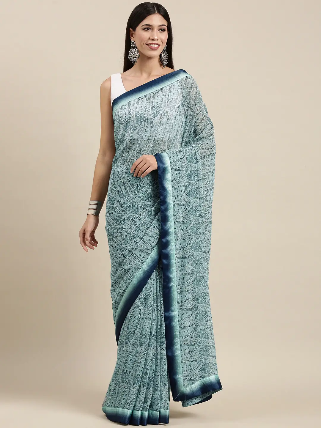 Soft Georgette Saree With Foli Print Work