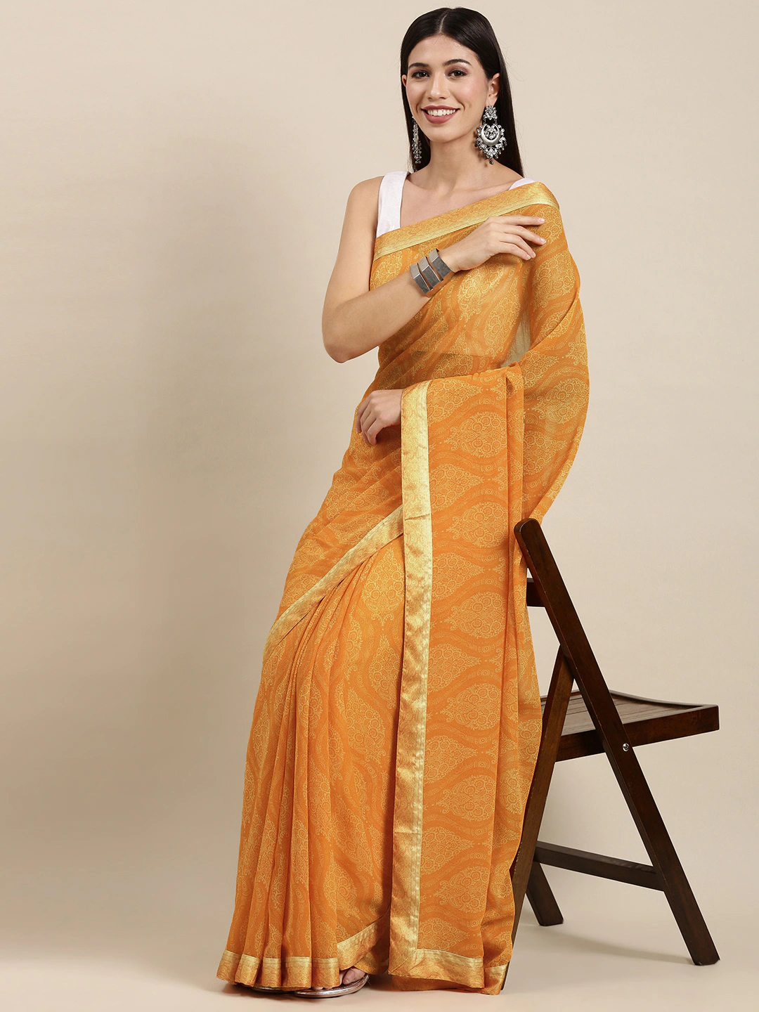 Soft Georgette Saree With Foli Print Work