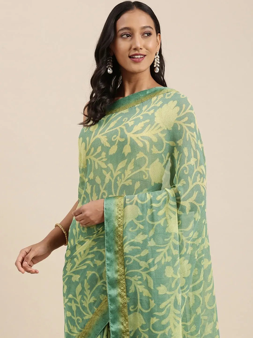 Soft Georgette Saree With Foli Print Work