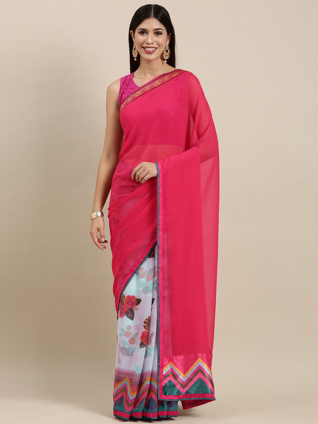 Soft Georgette Saree With Foli Print Work