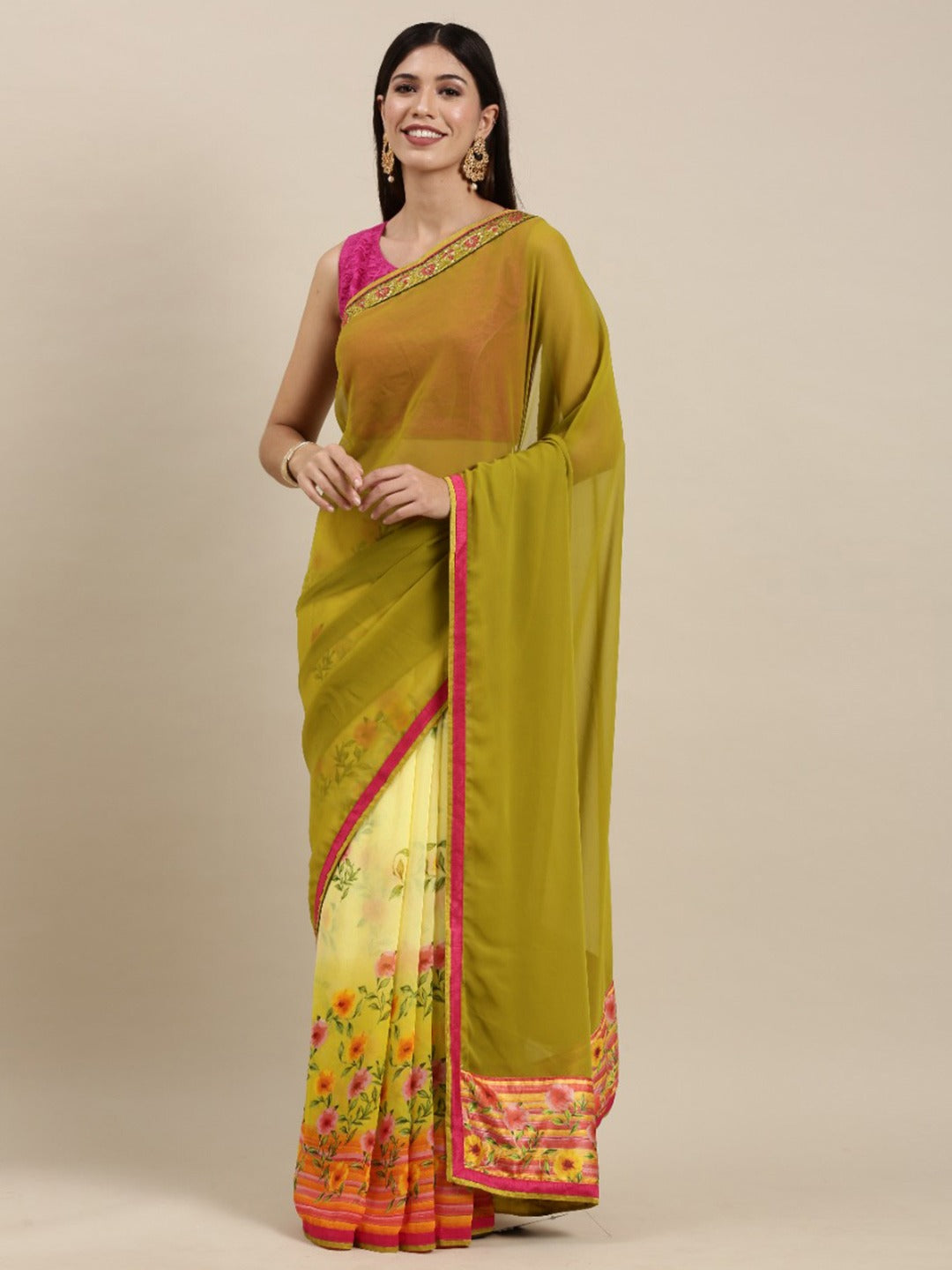 Soft Georgette Saree With Foli Print Work