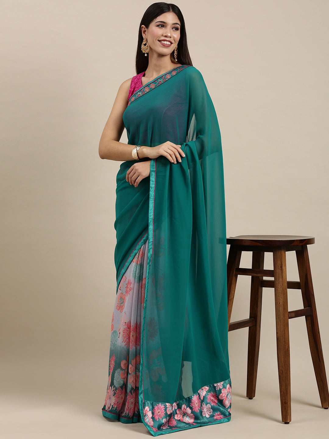 Soft Georgette Saree With Foli Print Work