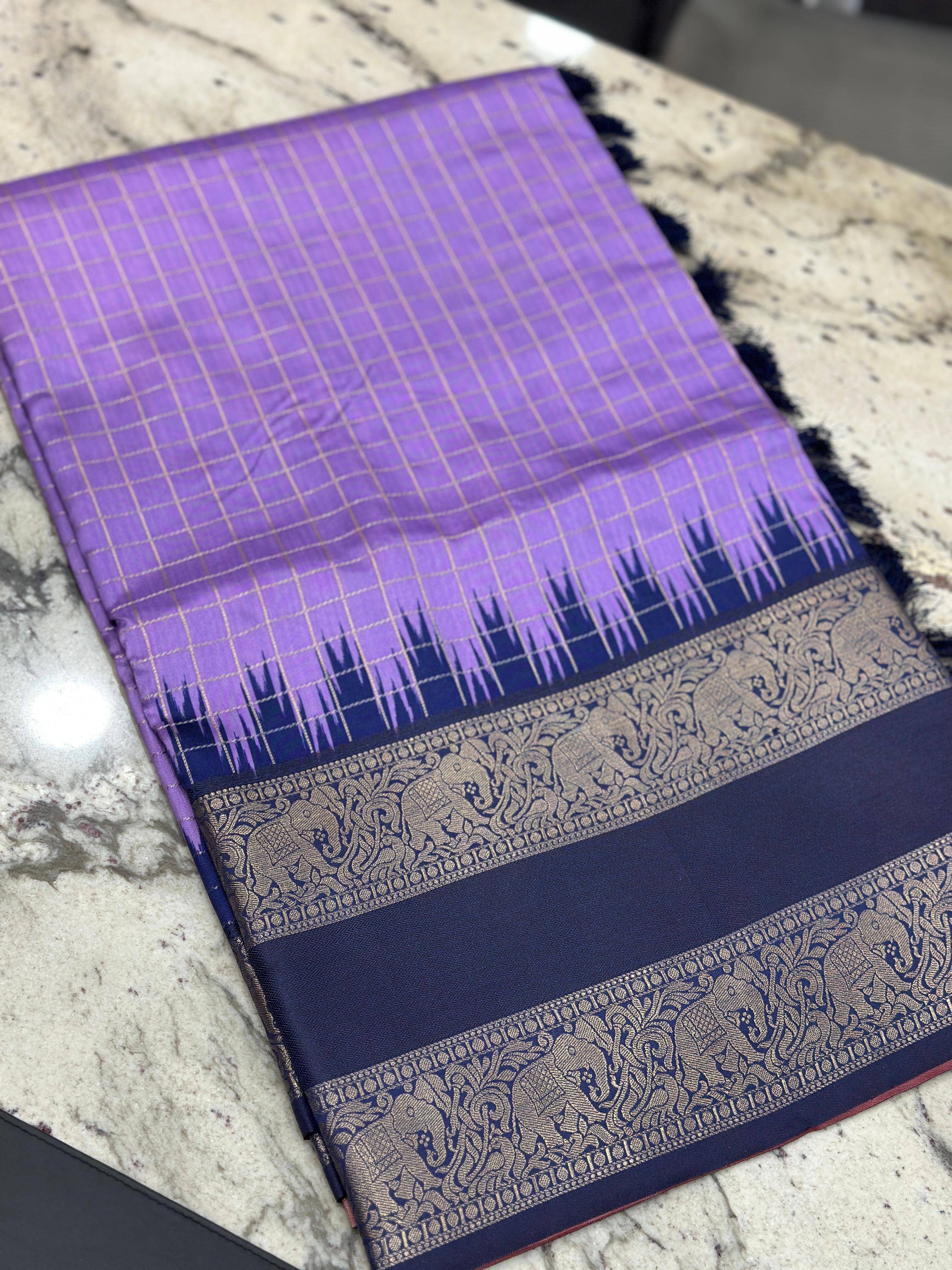 Lust Purple Soft Silk Gadwal Weaving Saree