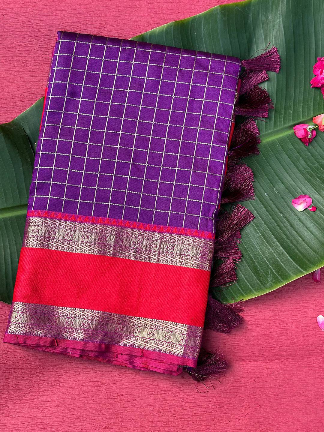 Purple Colour Silk Woven Kanchi Banarasi Saree