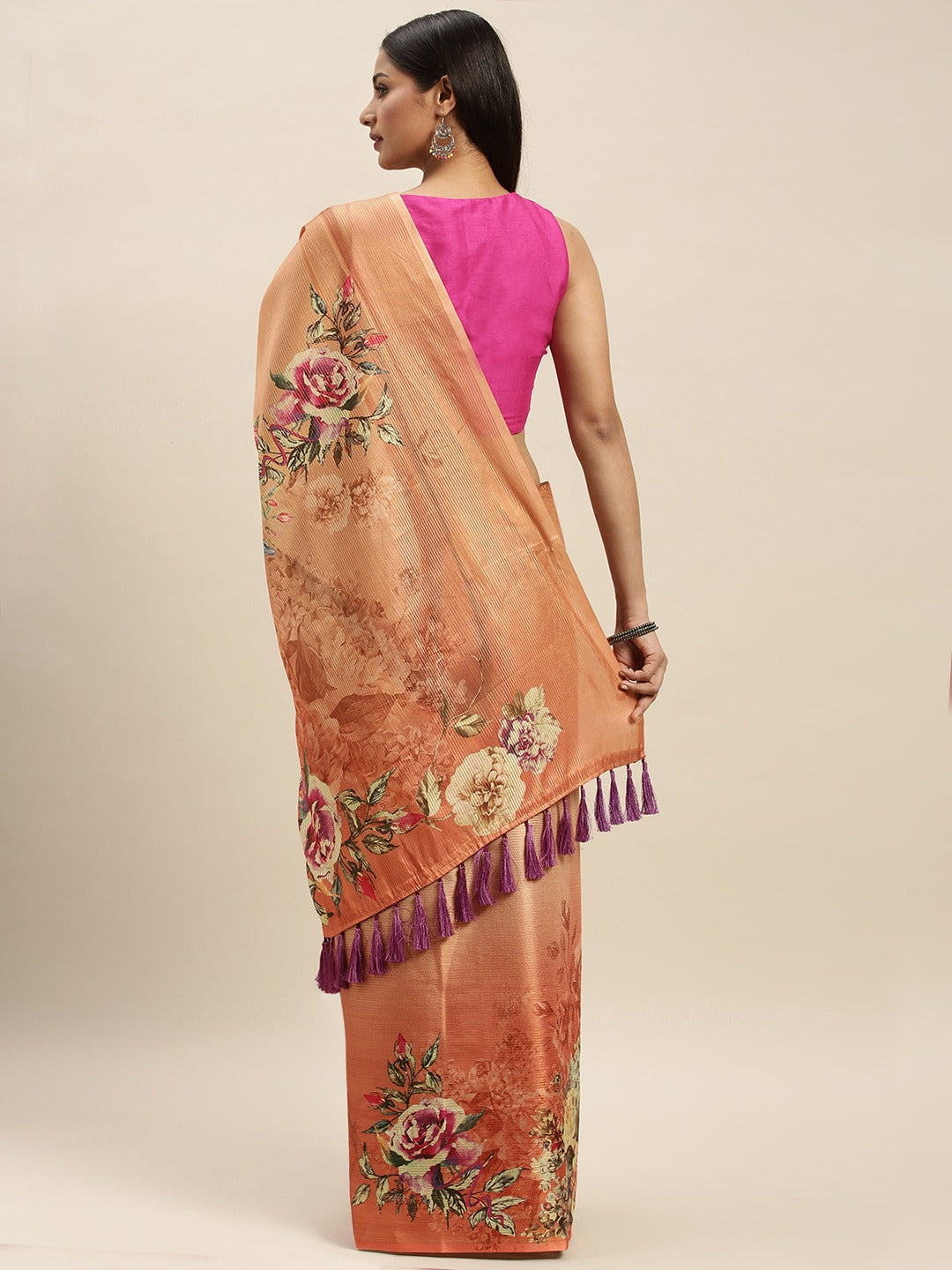 Soft Silk Zari Tissue Flower Print Design Saree 