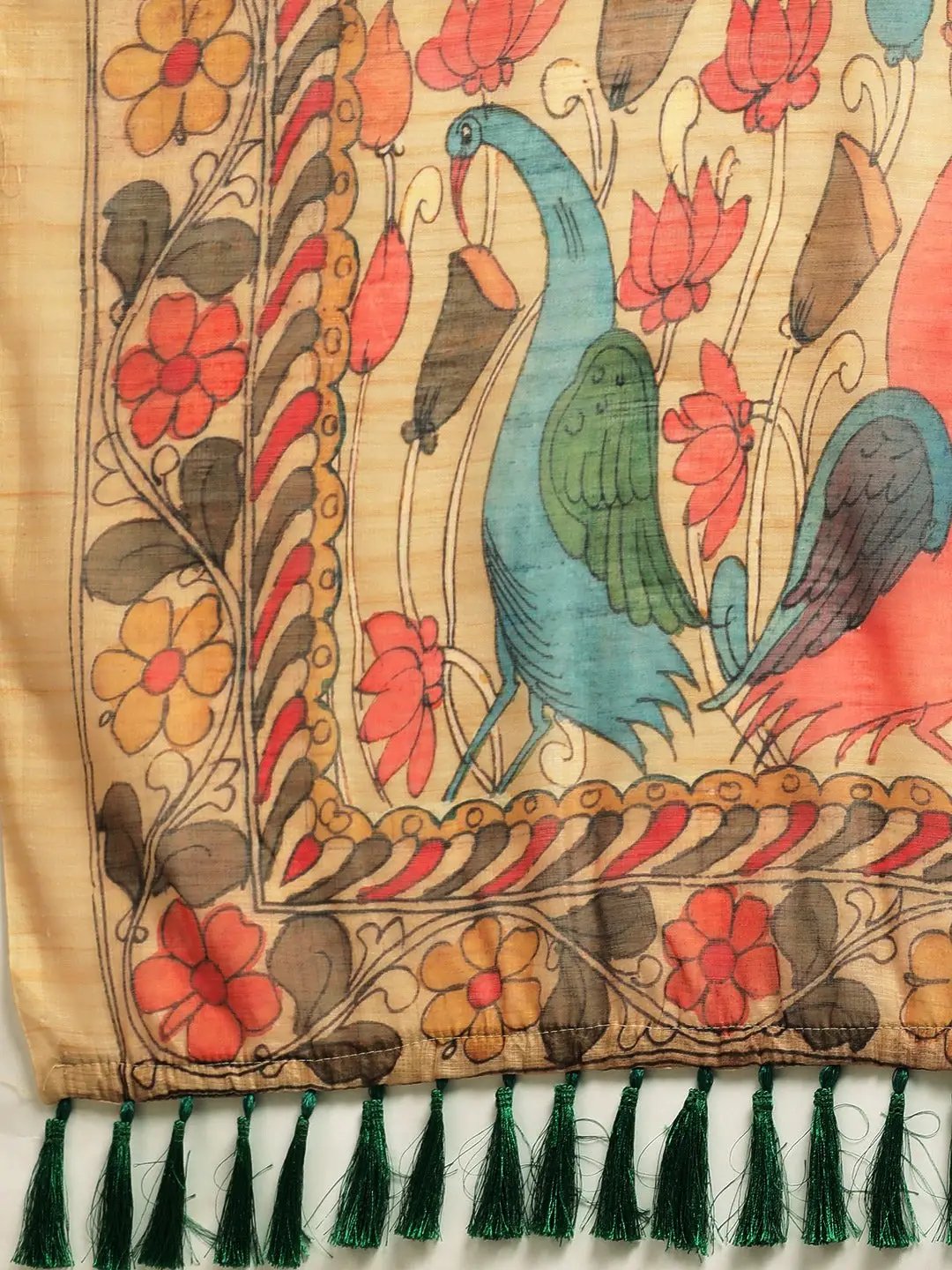 Digital Print Kalamkari Linen Saree