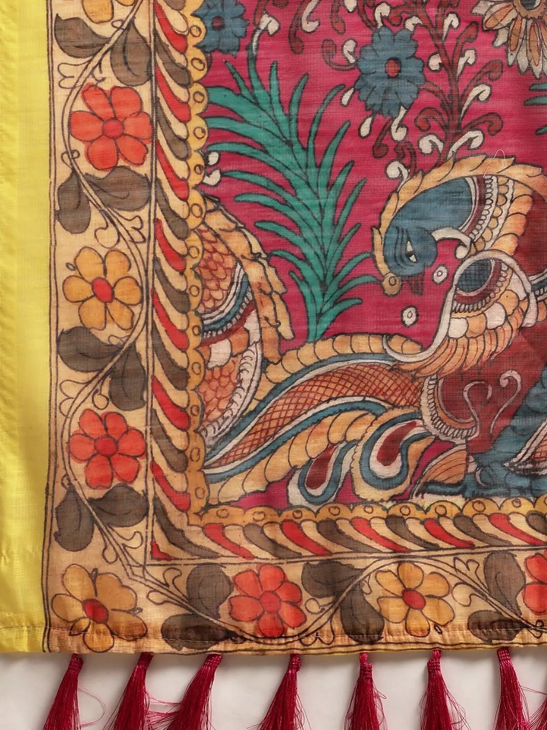 Digital Print Kalamkari Linen Saree