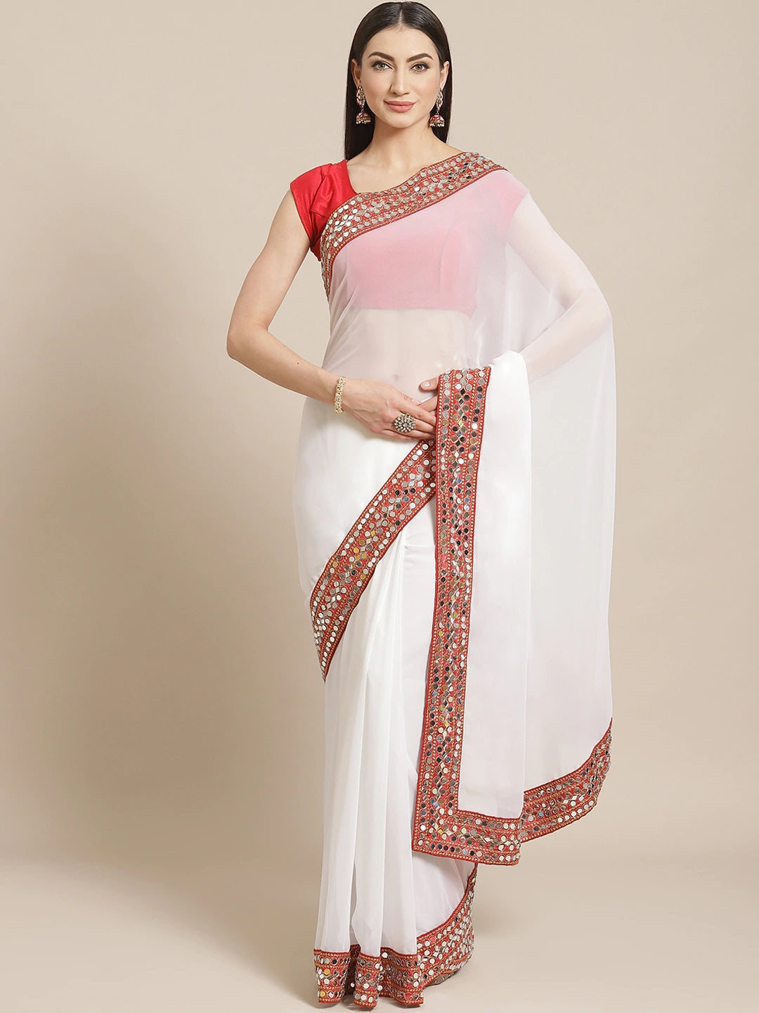 Soft Georgette Saree with Real Mirror Work