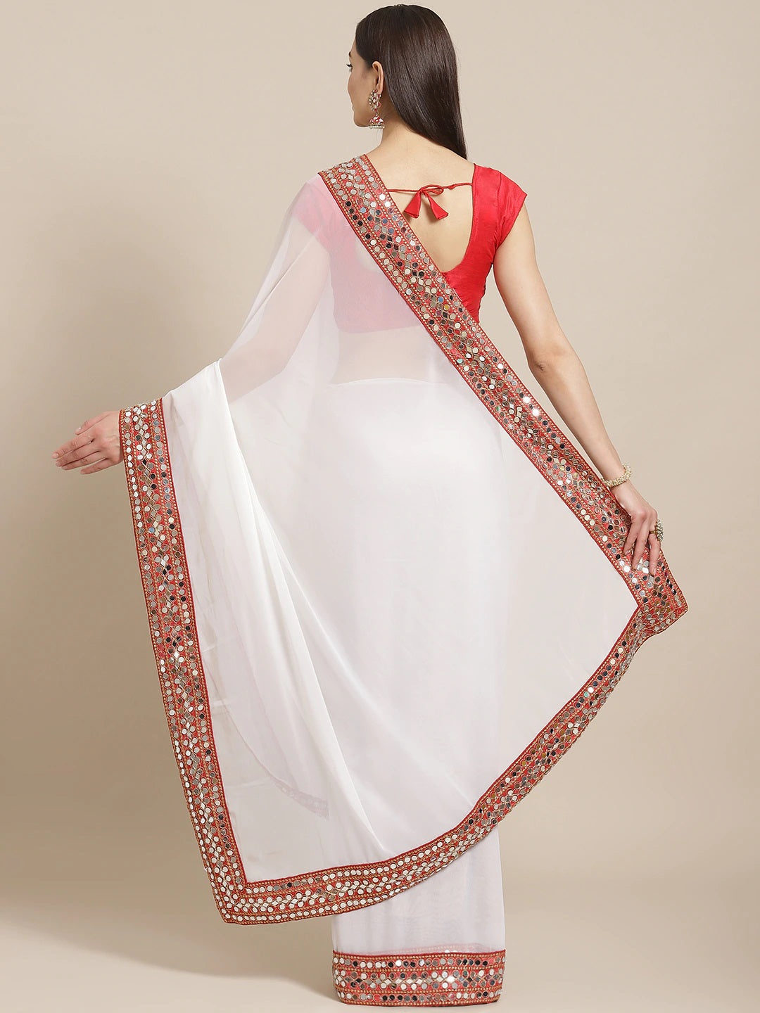 Soft Georgette Saree with Real Mirror Work