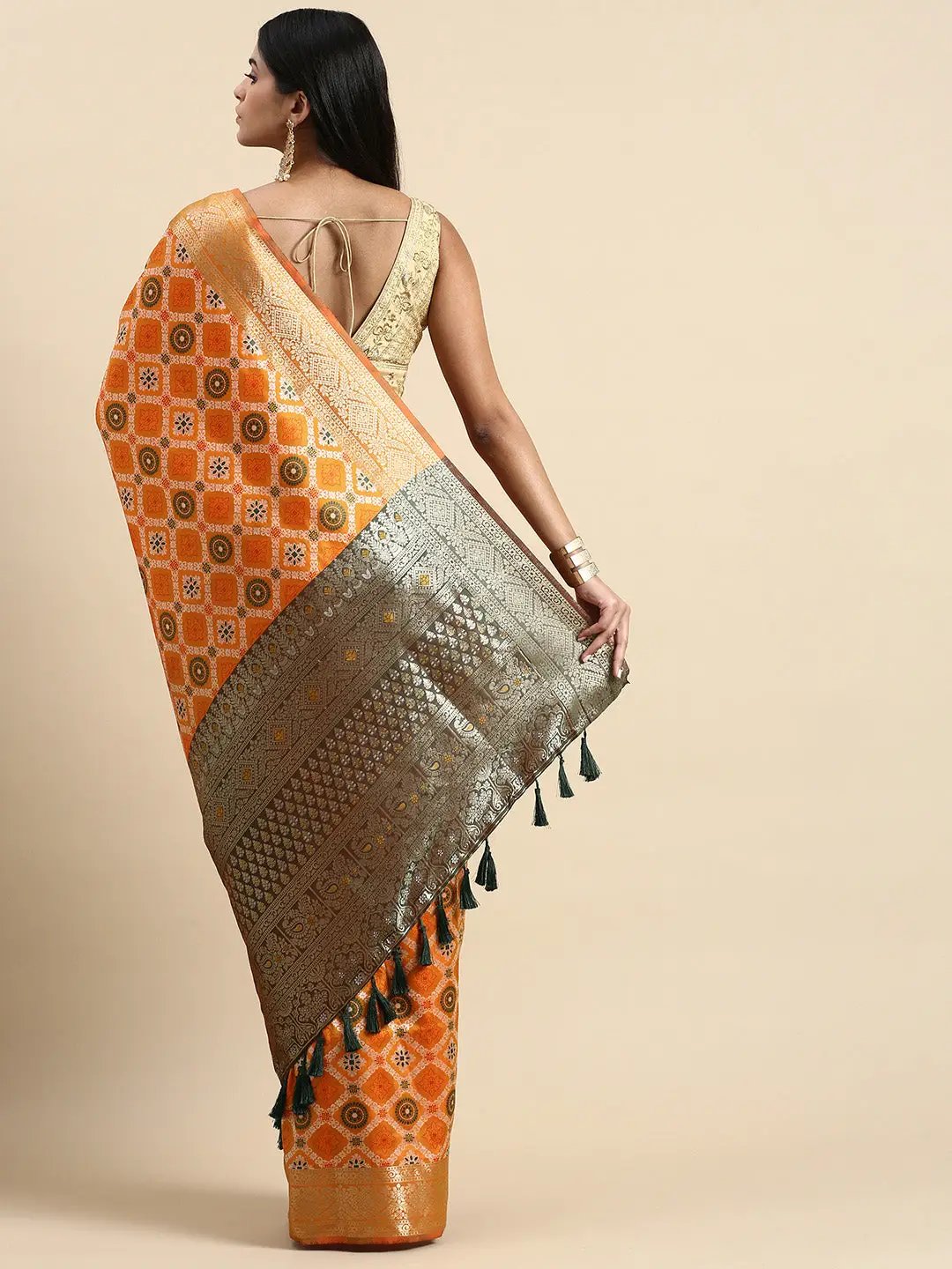 Patola Soft Silk Banarasi Saree With Zari border 