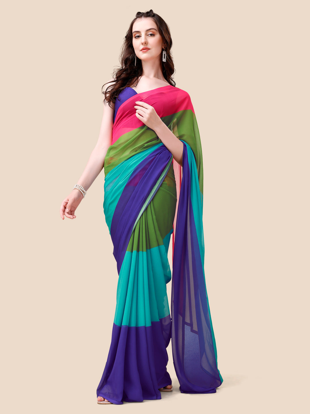 Soft Georgette Bollywood Ombre design  Saree.