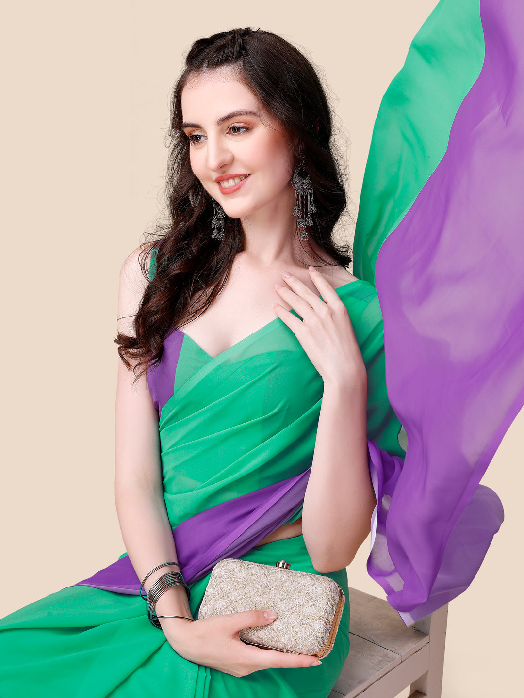 Soft Georgette Bollywood Ombre design  Saree