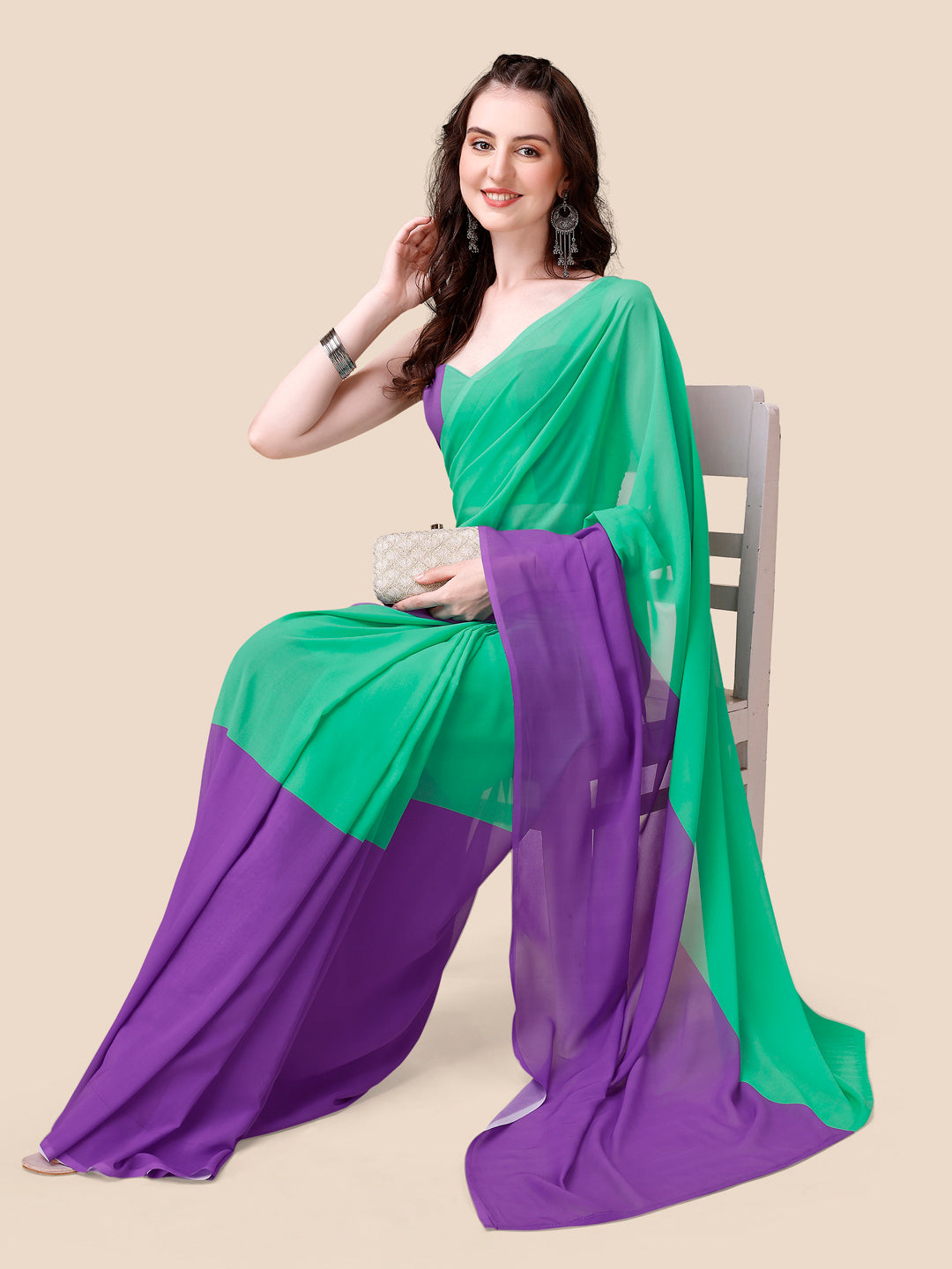 Soft Georgette Bollywood Ombre design  Saree