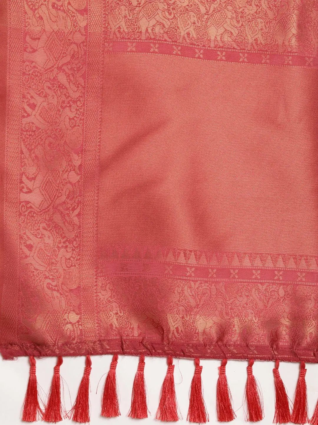 Latest Banarasi Silk Saree with Ethnic Motifs & Zari Border