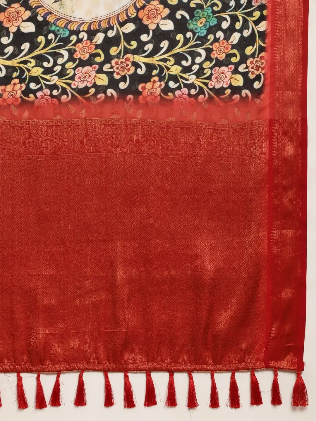 Beautiful Kalamkari Zari Silk Blend Kanjivaram Saree