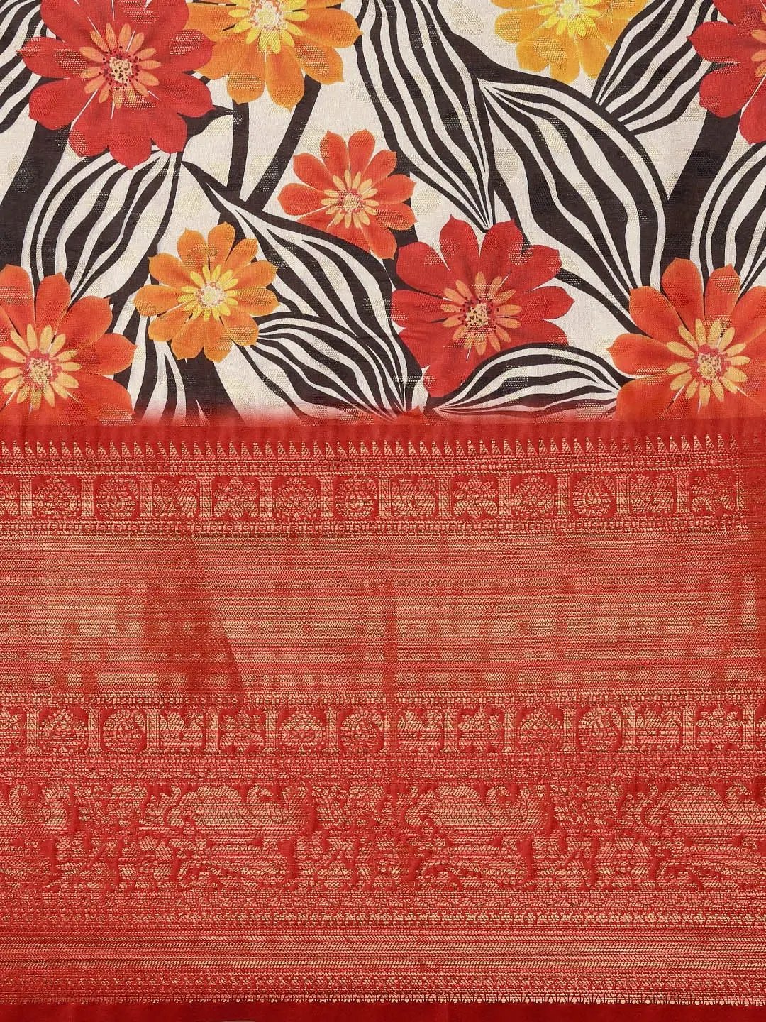 Digital Kalamkari Print Pattu Banarasi Silk Saree