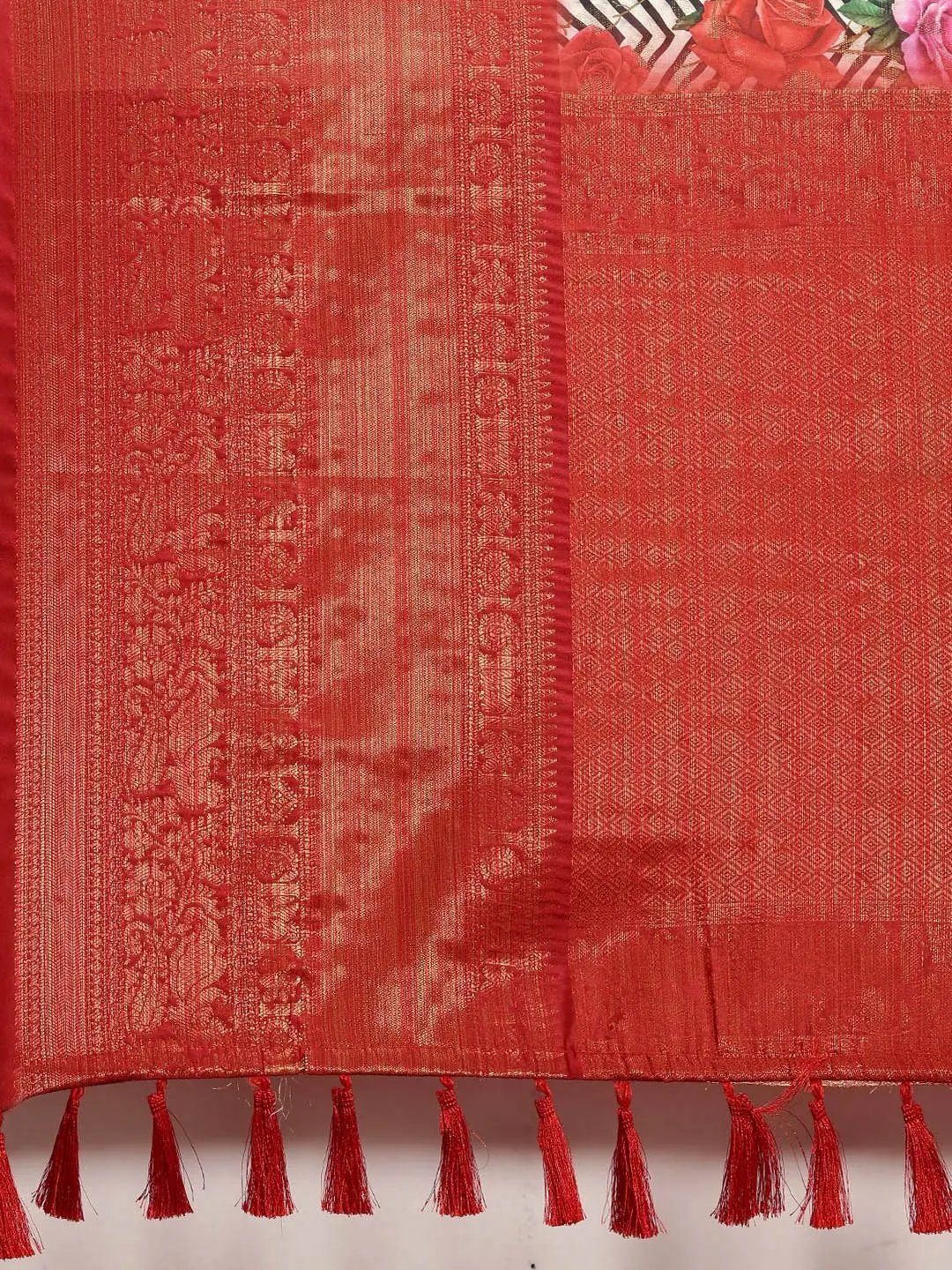  Digital Kalamkari Print Pattu Banarasi Silk Saree