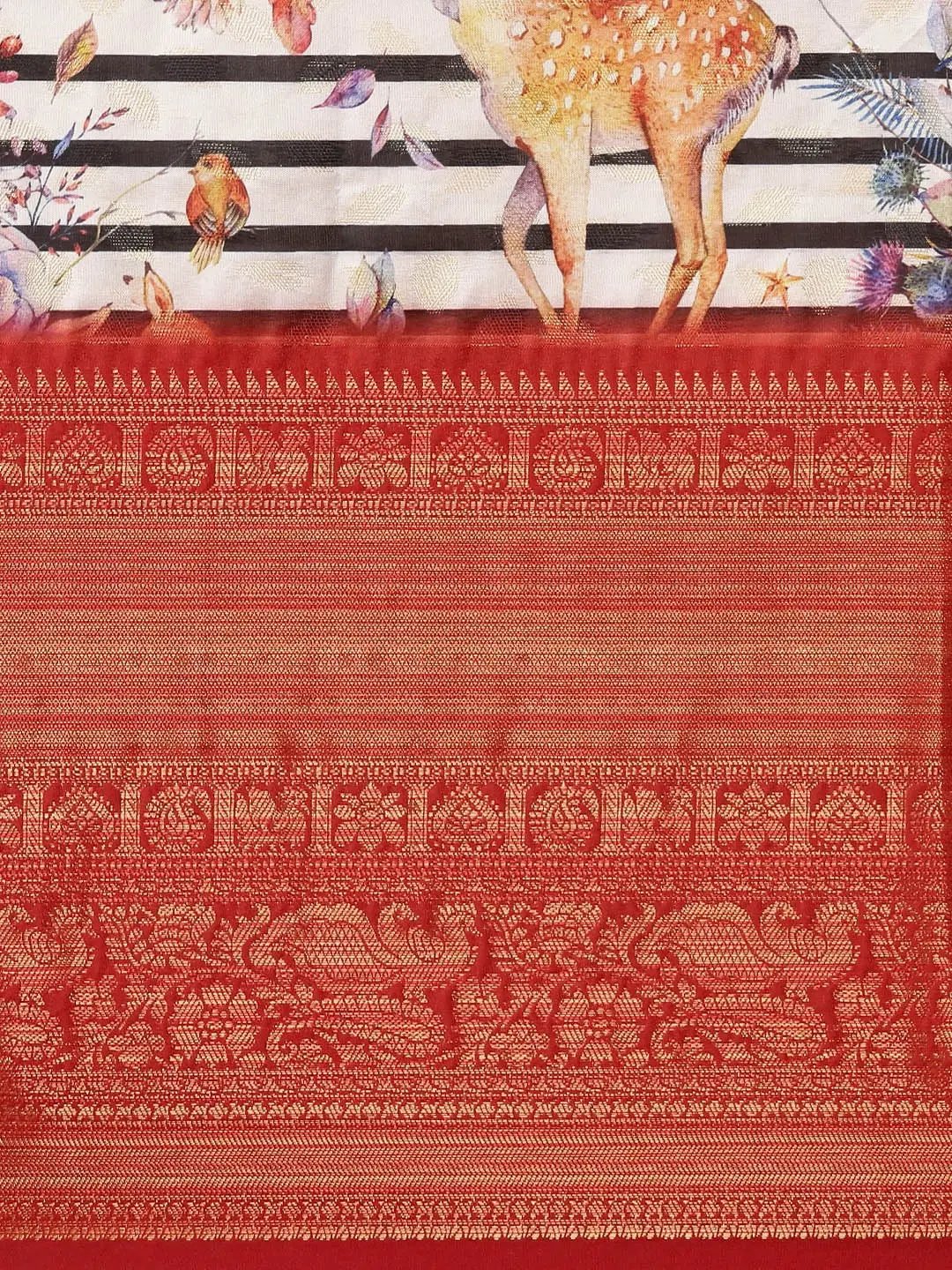 Digital Kalamkari Print Pattu Banarasi Silk Saree