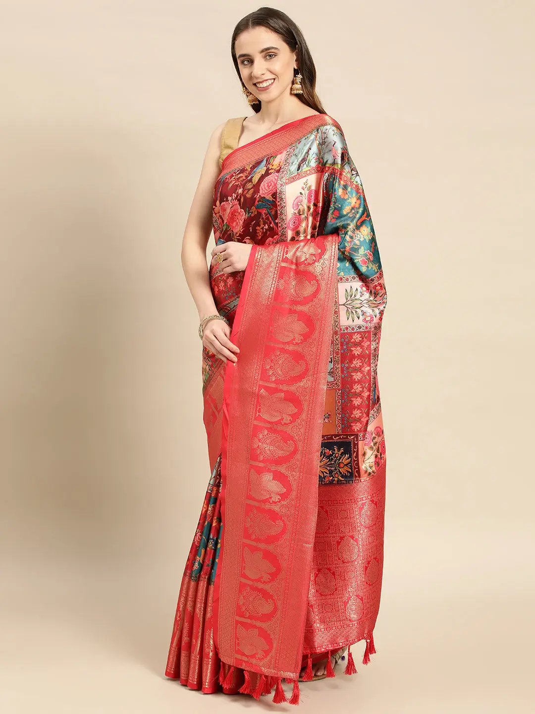 Buy green soft silk hand painted kalamkari saree best price