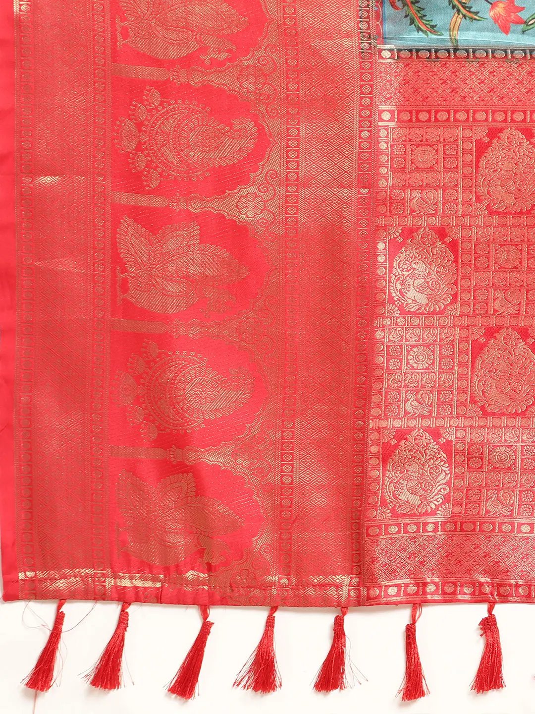 Soft Satin Kanchi Border Kalamkari Saree