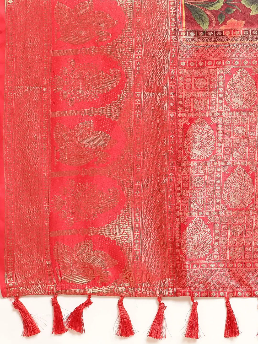 Soft Satin Kanchi Border Kalamkari Saree