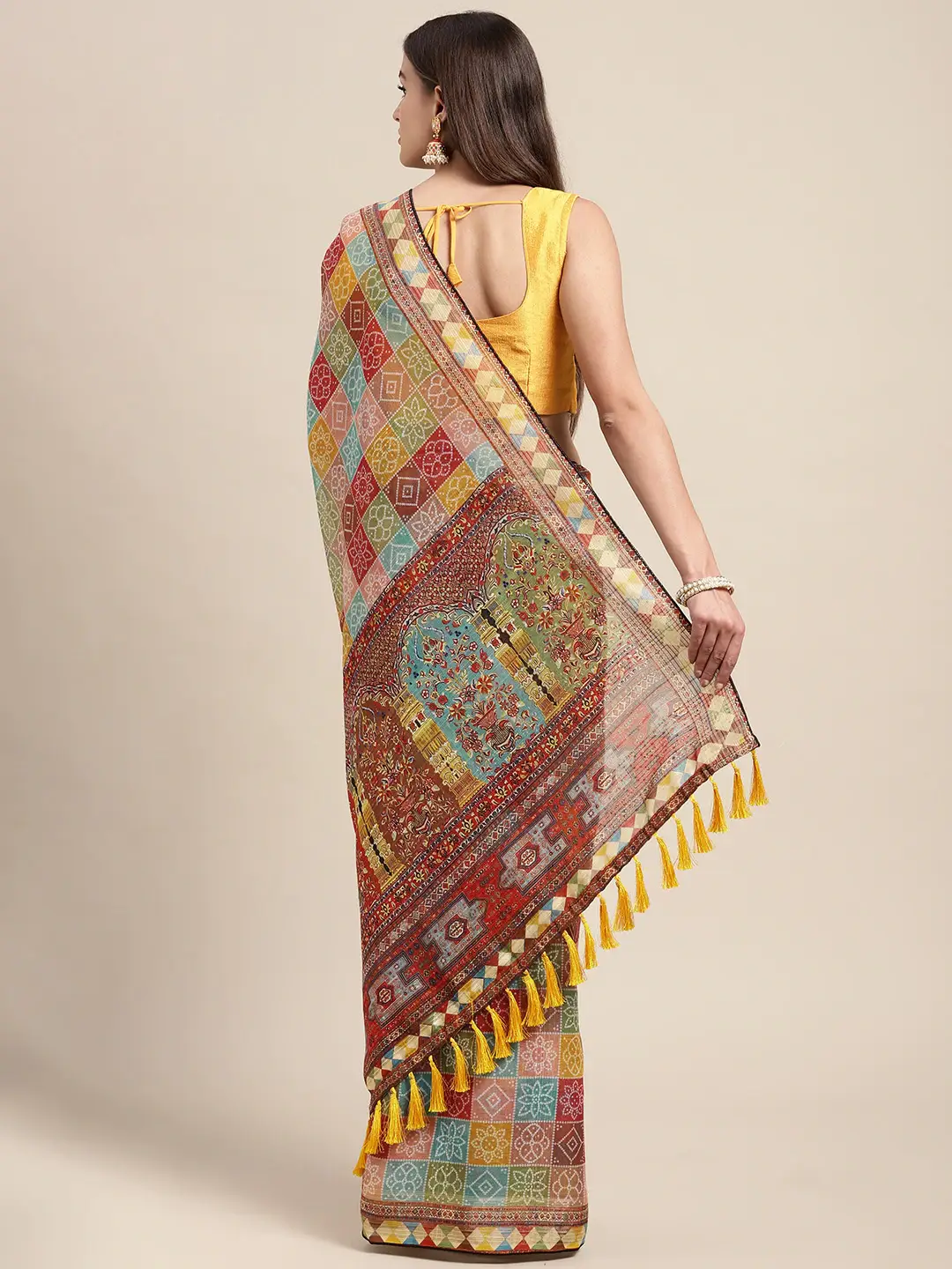 Soft Linen Kalamkari Block Print Sarees