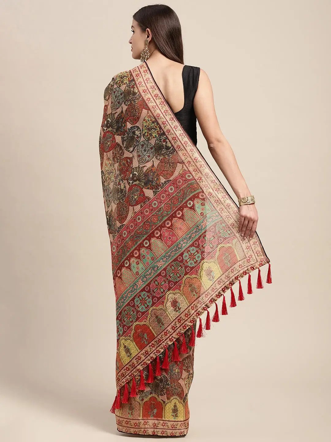 Soft Linen Kalamkari Block Print Sarees