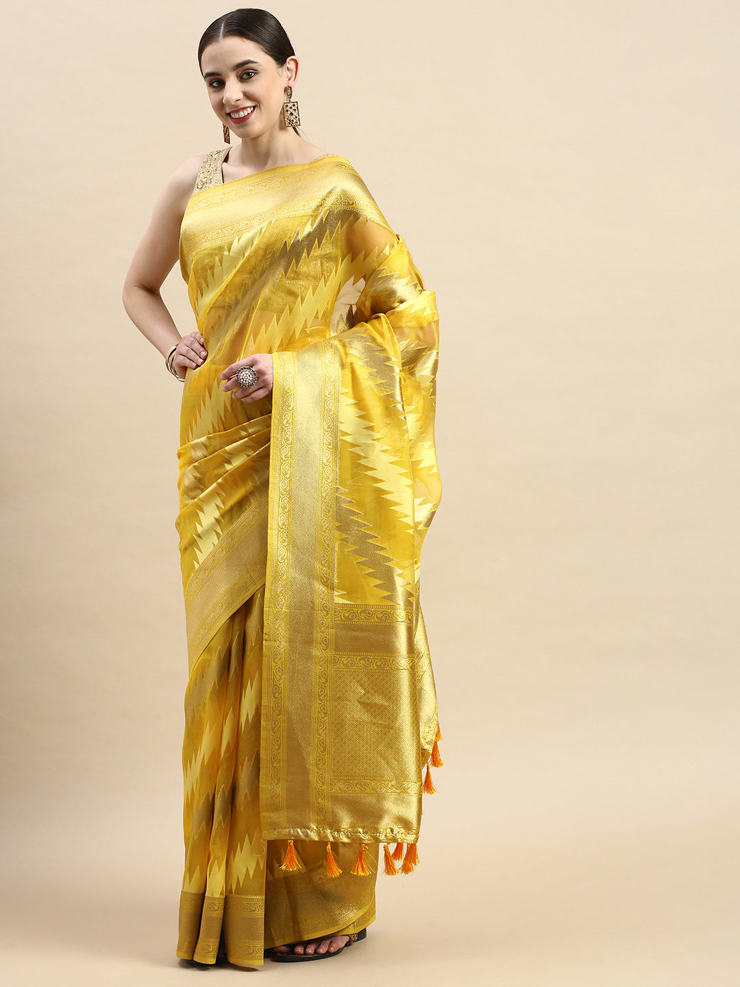  Pure Organza Banarasi Zari Motif Designer Saree 