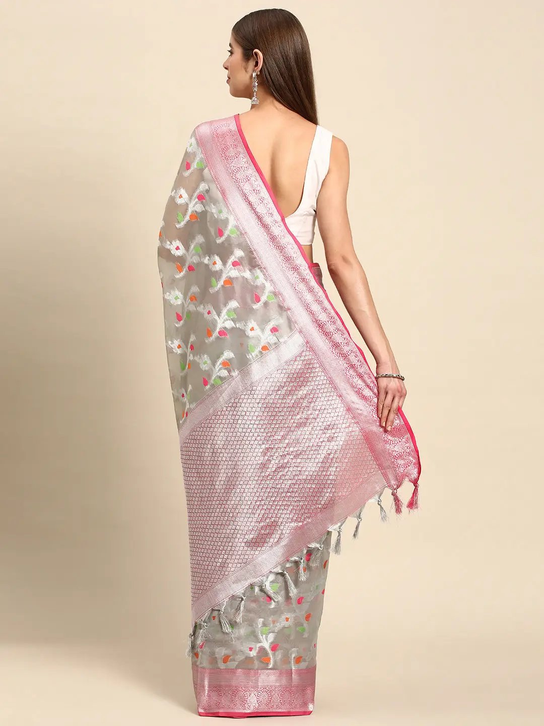 Stylish Pure Kota Zari Silk Saree With Floral Print